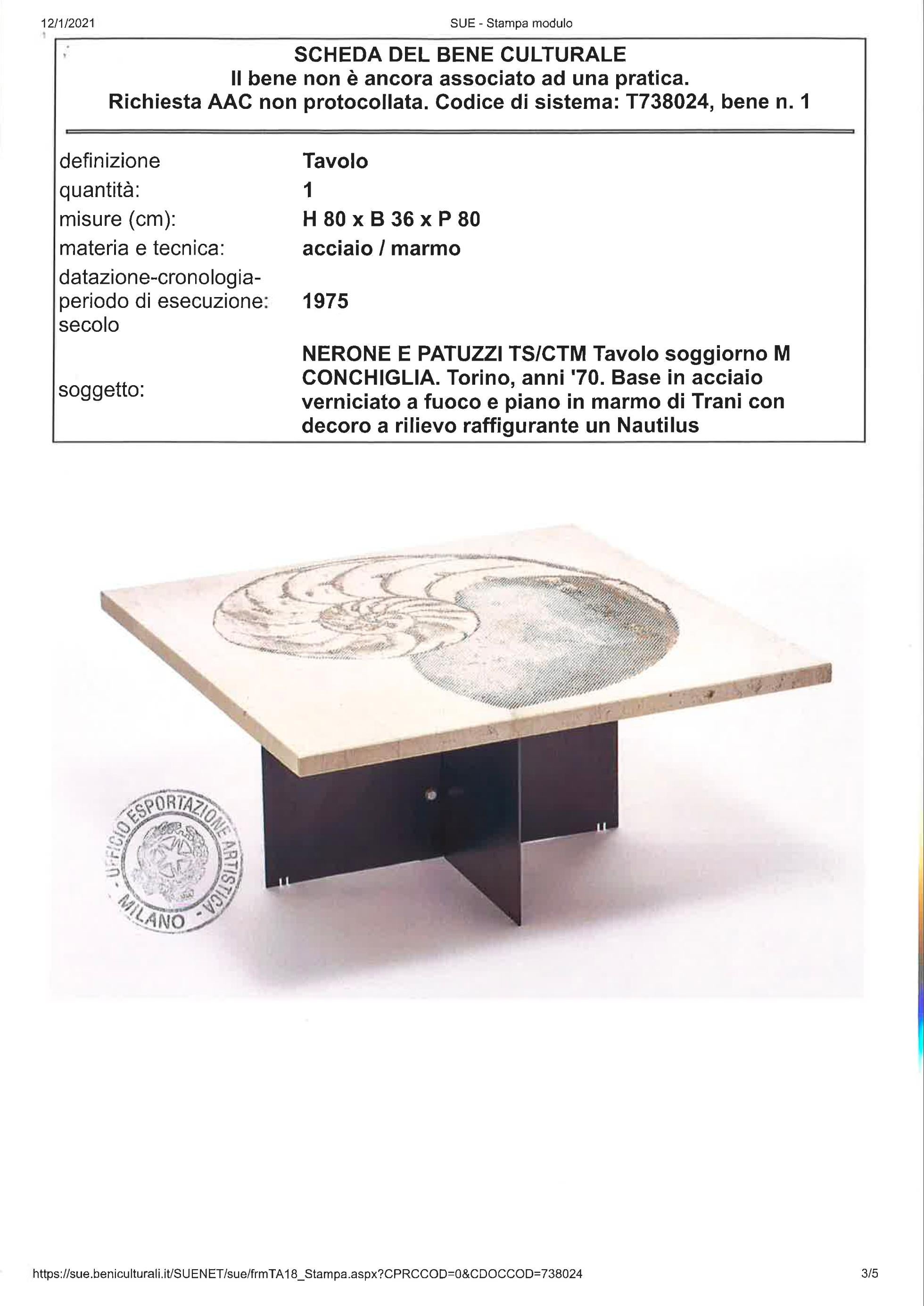 Very rare table Gruppo NP2 Nerone & Patuzzi 