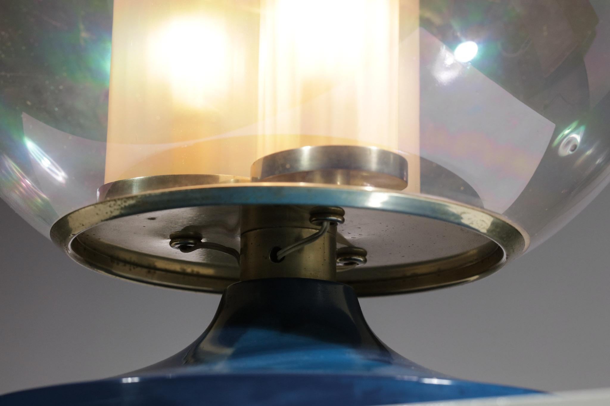 Late 20th Century Rare Table Lamp Angelo Brotto Globe Iridescent Glass 70s, G181