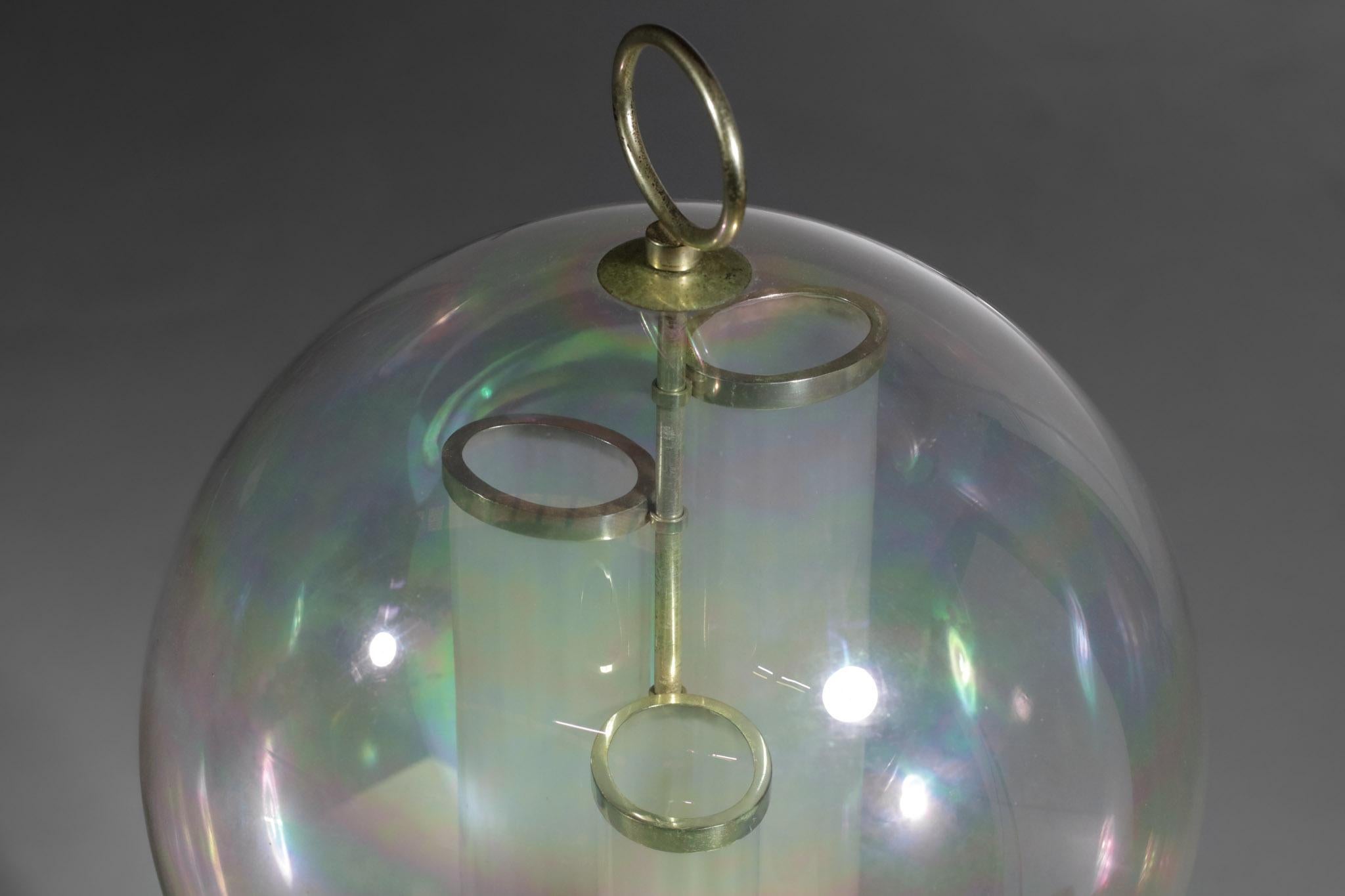 Rare Table Lamp Angelo Brotto Globe Iridescent Glass 70s, G181 1