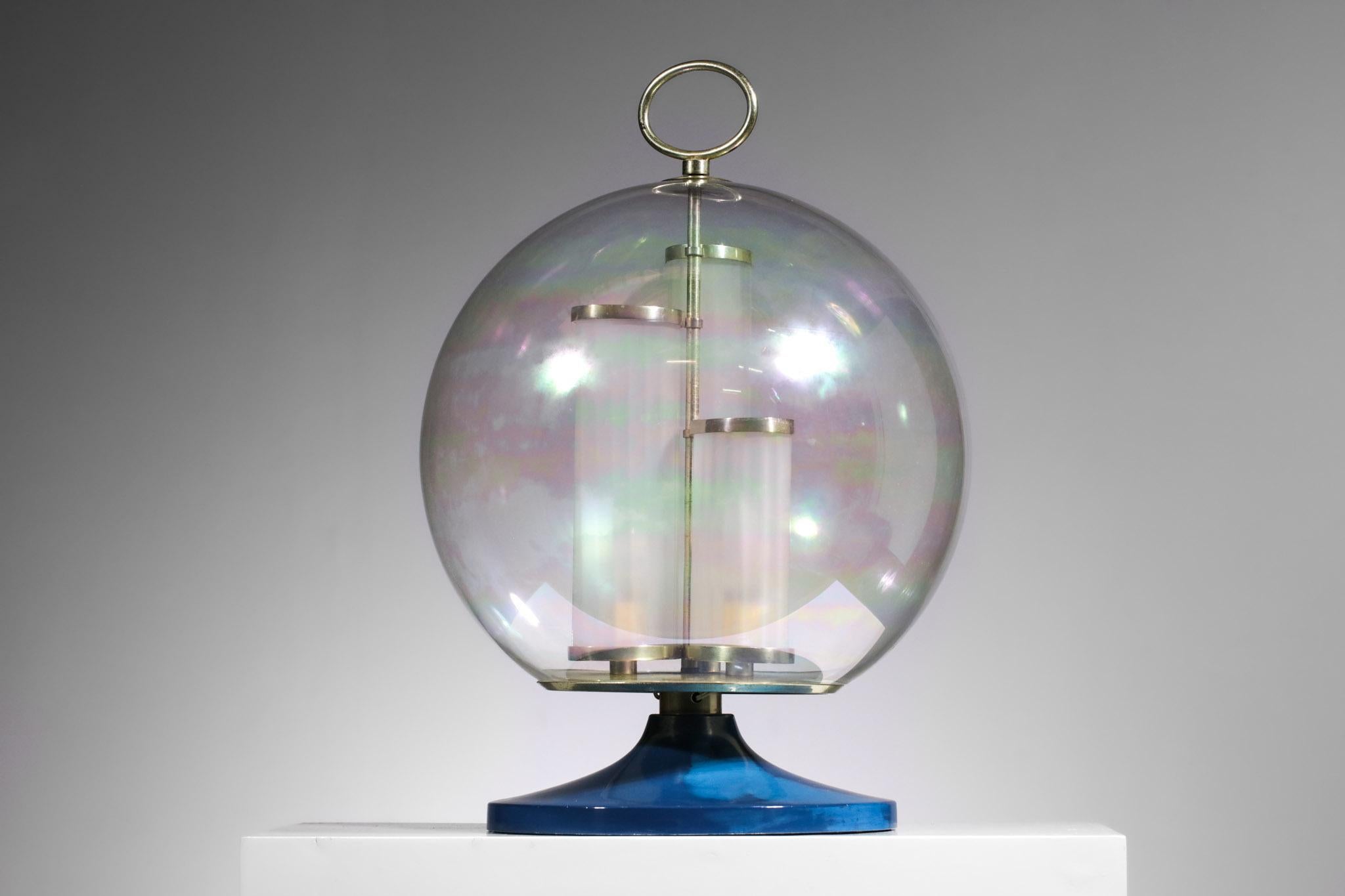 Rare Table Lamp Angelo Brotto Globe Iridescent Glass 70s, G181 2