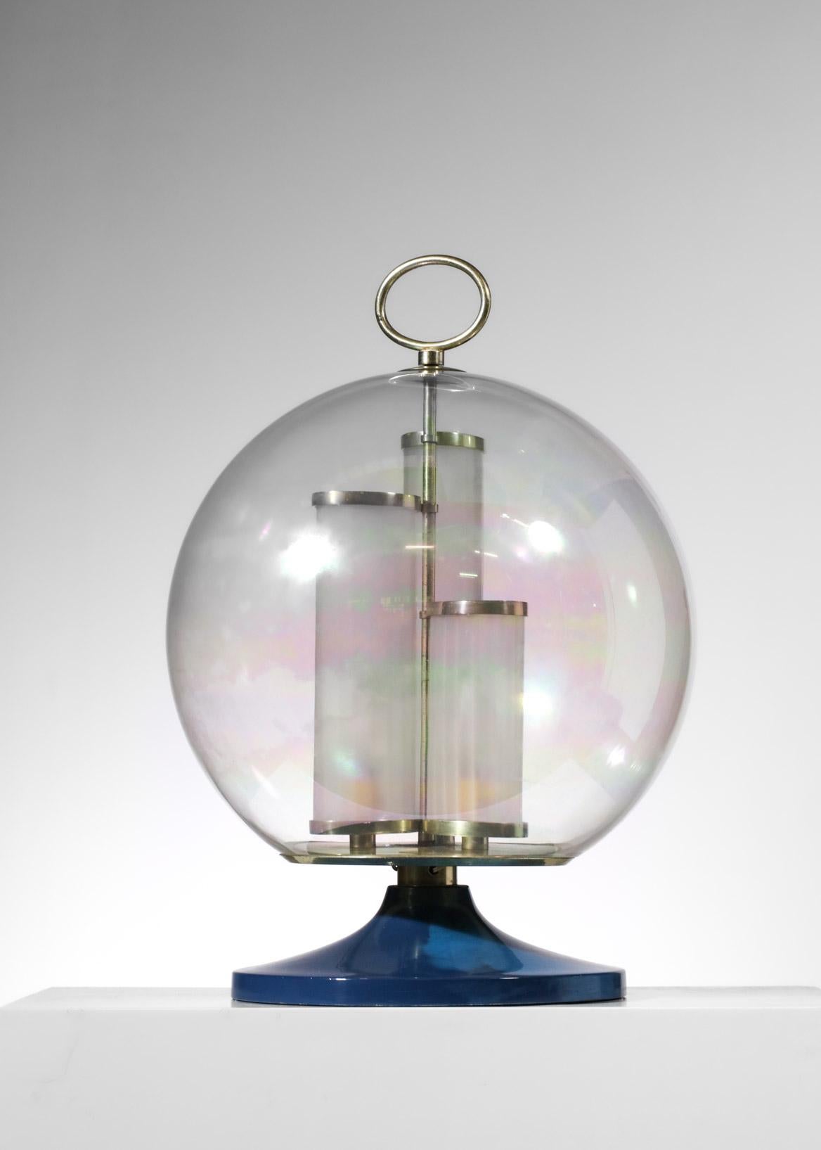 Rare Table Lamp Angelo Brotto Globe Iridescent Glass 70s, G181 4