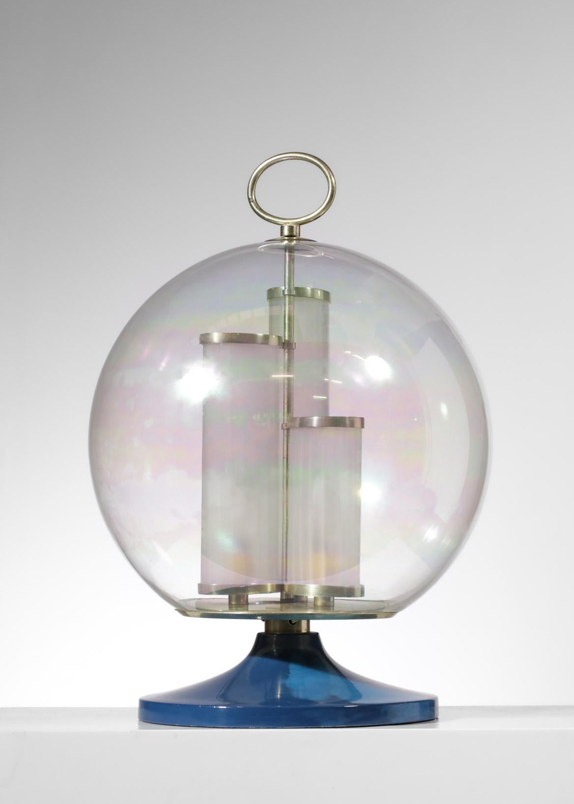 Rare Table Lamp Angelo Brotto Globe Iridescent Glass 70s, G181 5