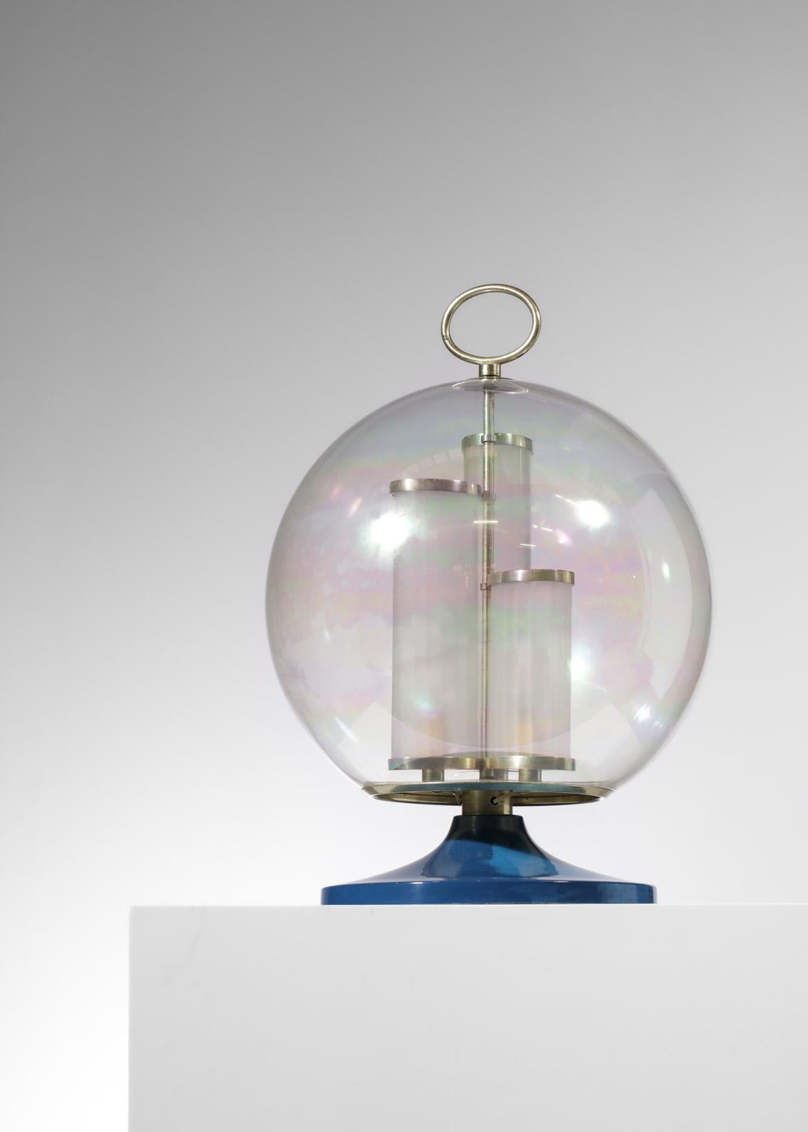 Rare Table Lamp Angelo Brotto Globe Iridescent Glass 70s, G181 6