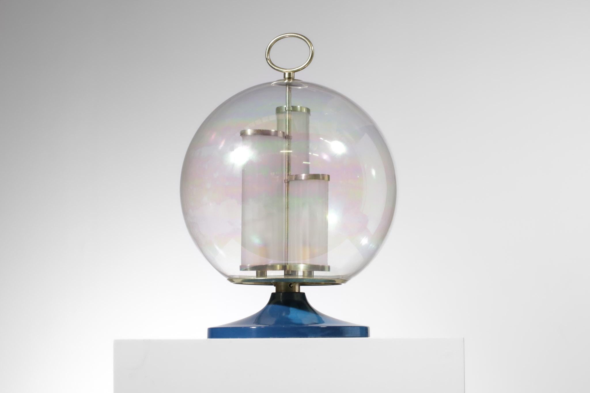 Rare Table Lamp Angelo Brotto Globe Iridescent Glass 70s, G181 7