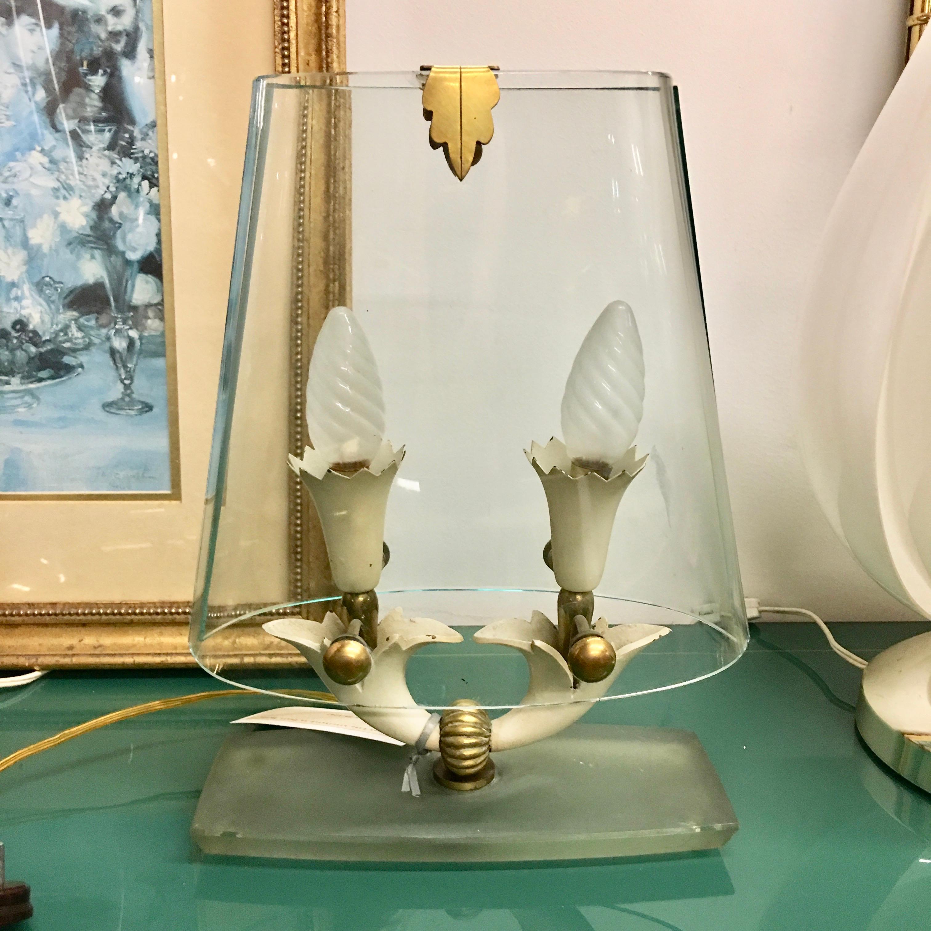 Aluminium Rare lampe de table attribuée à Pietro Chiesa pour Fontana Arte en vente