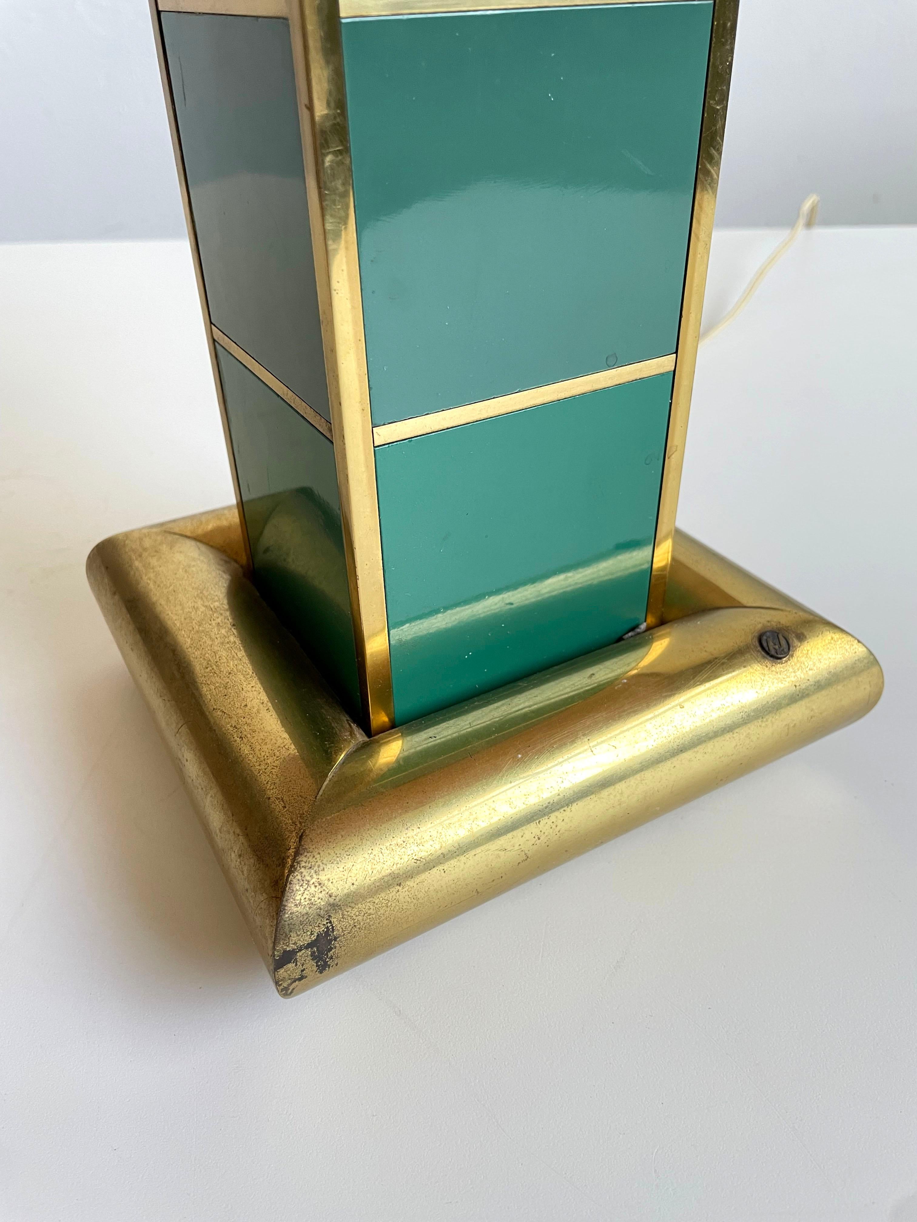Rare Table Lamp by AV Vikic, Brass and Enamel with Plastic Shade, 1980s In Good Condition In Zagreb, HR