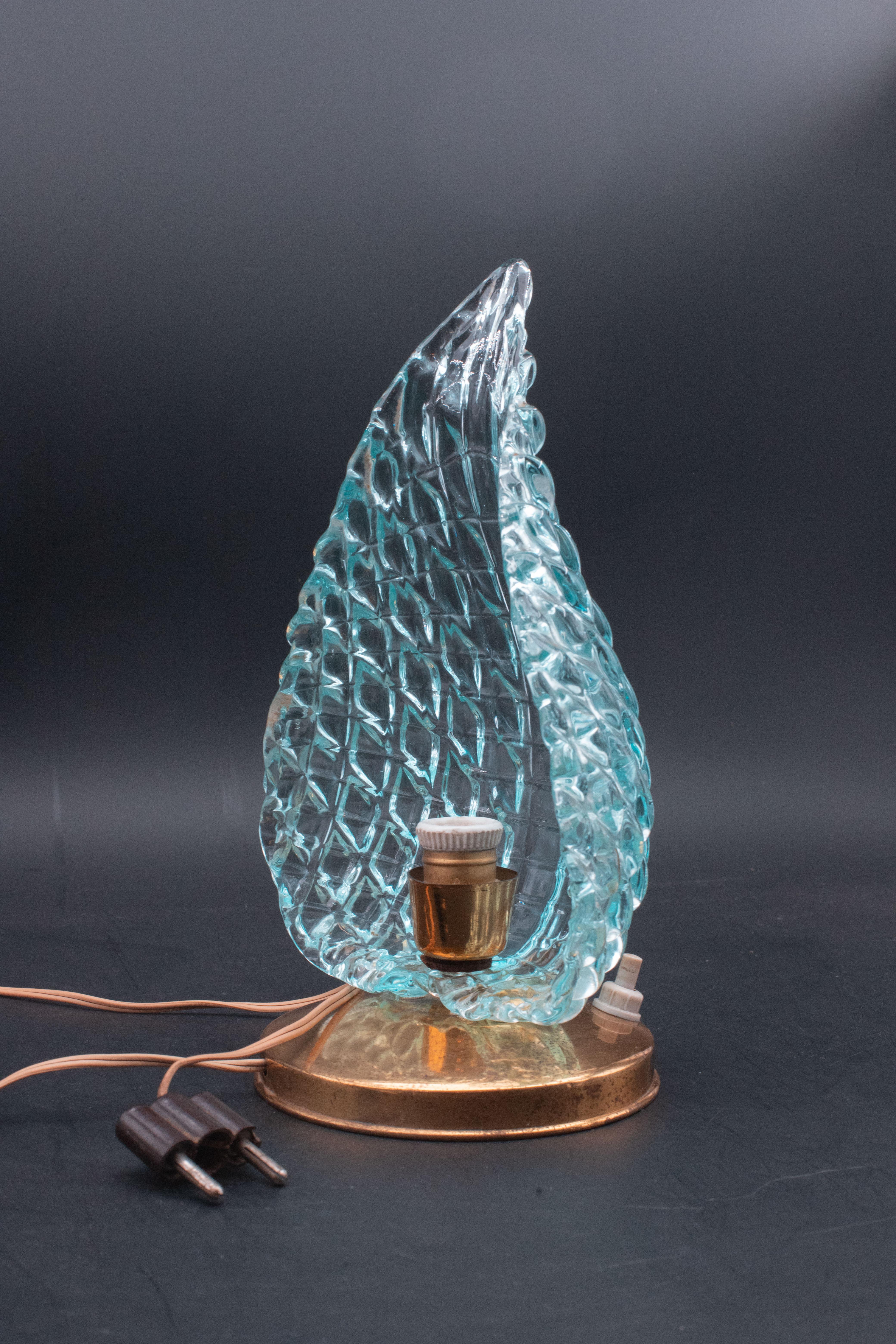 Seltene Tischlampe in blauer Murano-Glasvase für Barovier & Toso, 1960 im Angebot 6