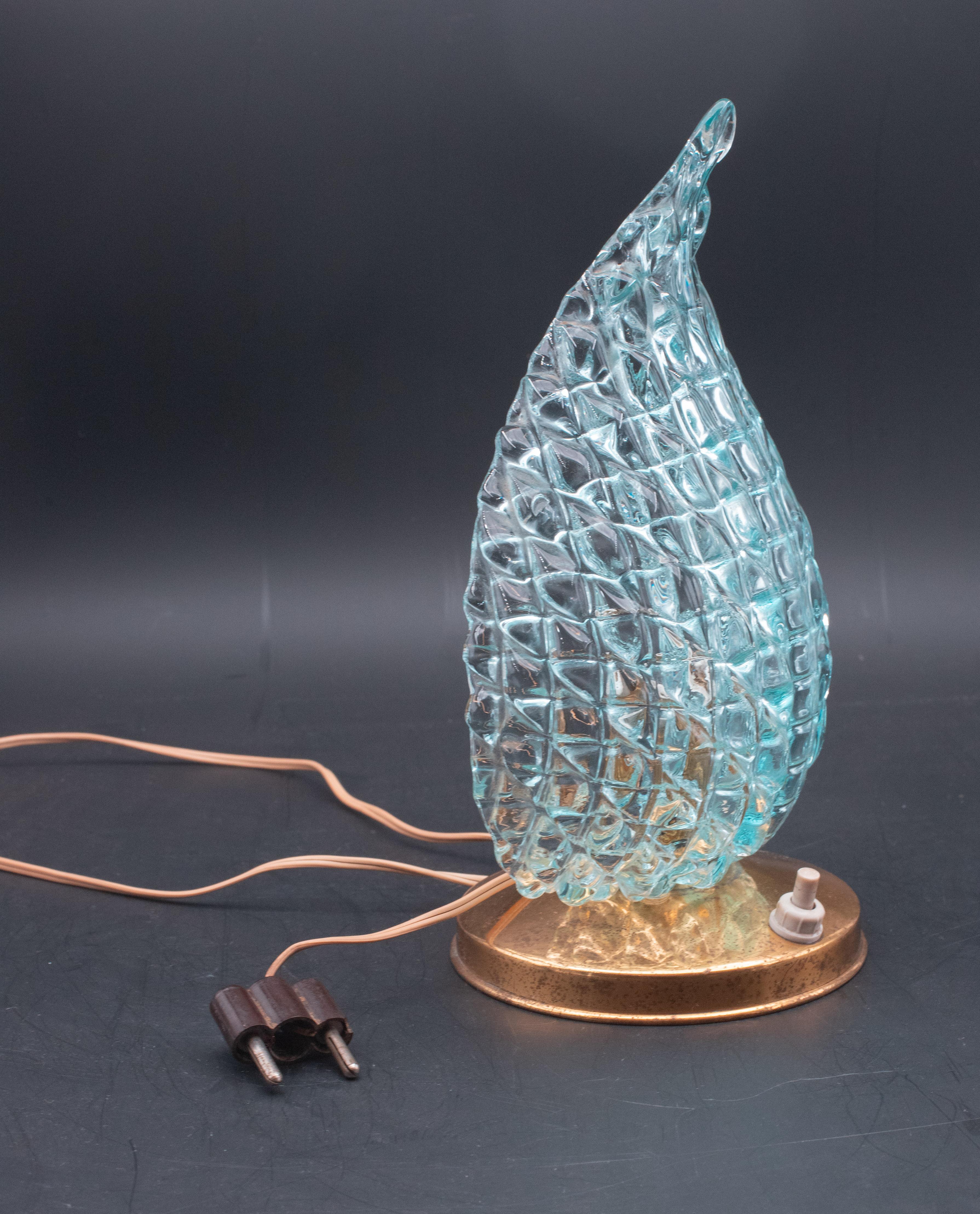 Seltene Tischlampe in blauer Murano-Glasvase für Barovier & Toso, 1960 (Europäisch) im Angebot