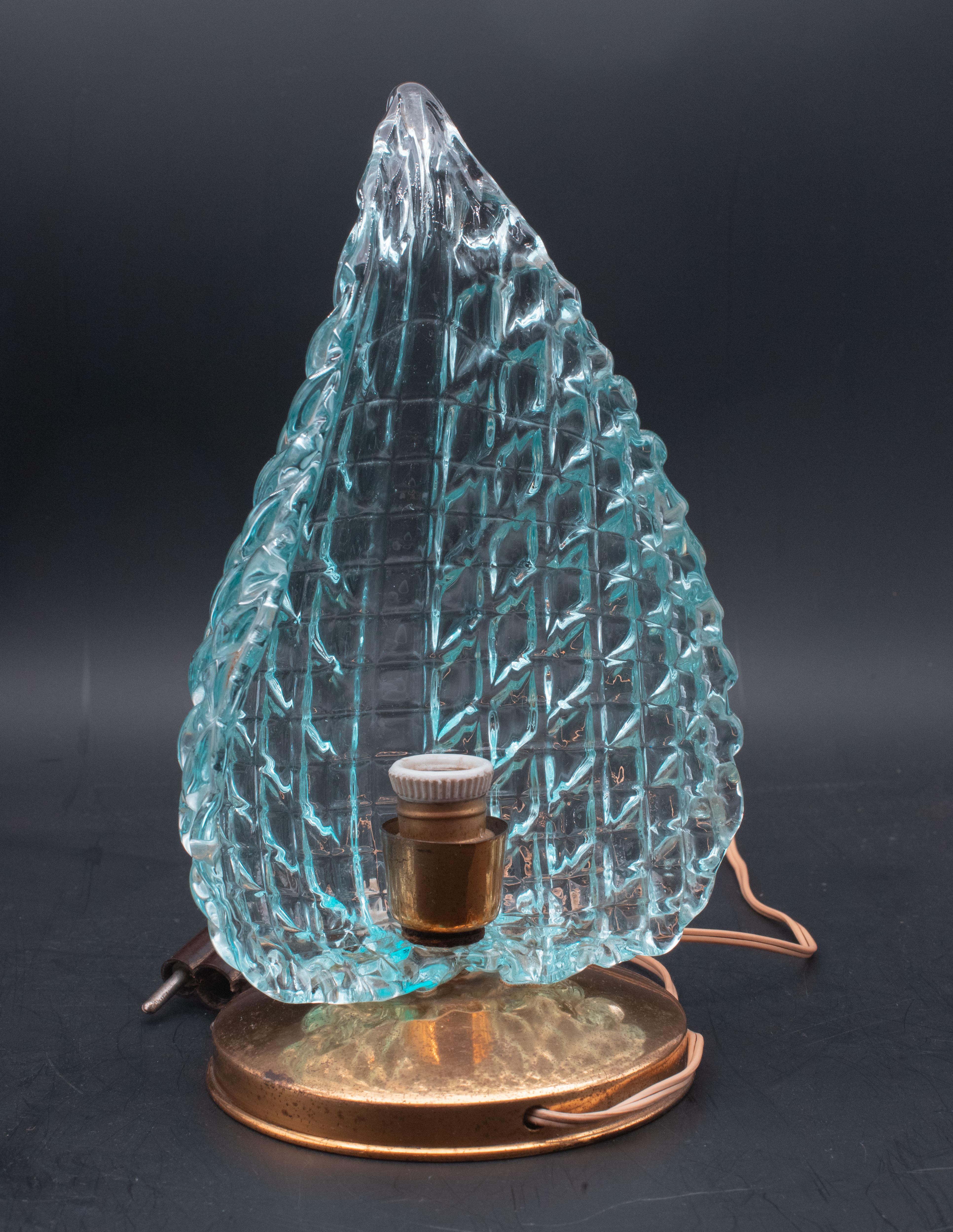 Seltene Tischlampe in blauer Murano-Glasvase für Barovier & Toso, 1960 (Mitte des 20. Jahrhunderts) im Angebot