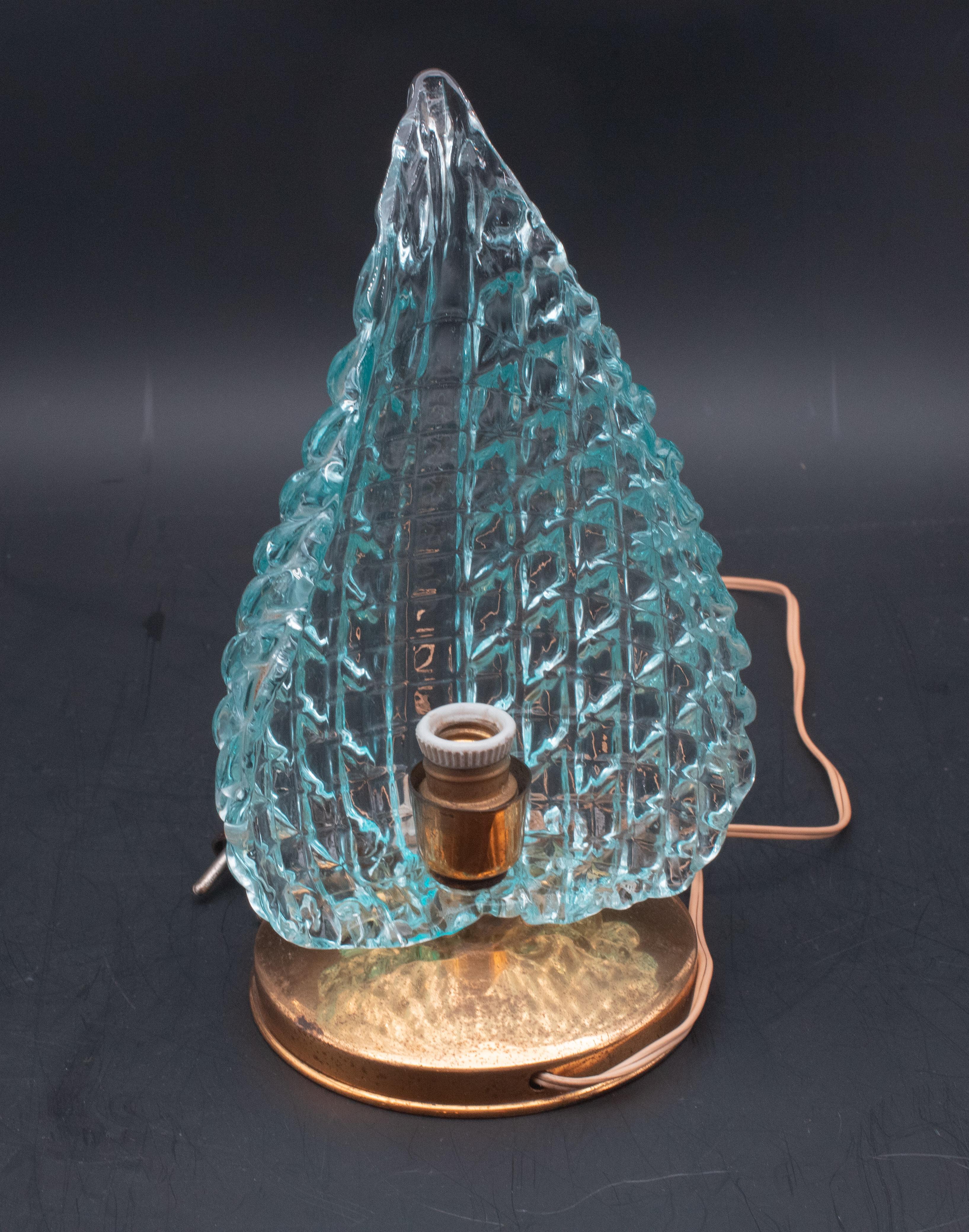 Seltene Tischlampe in blauer Murano-Glasvase für Barovier & Toso, 1960 (Muranoglas) im Angebot