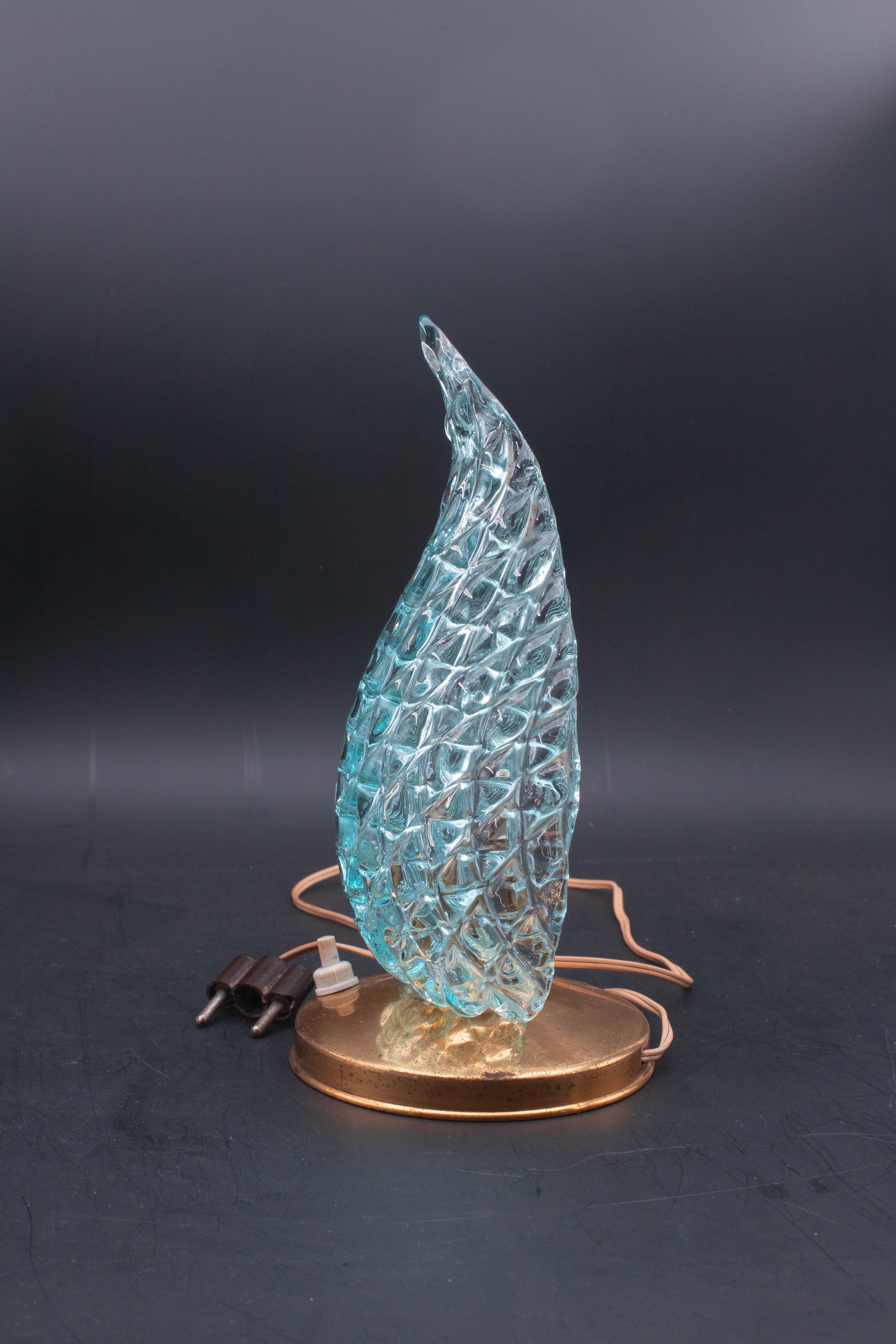 Seltene Tischlampe in blauer Murano-Glasvase für Barovier & Toso, 1960 im Angebot 1