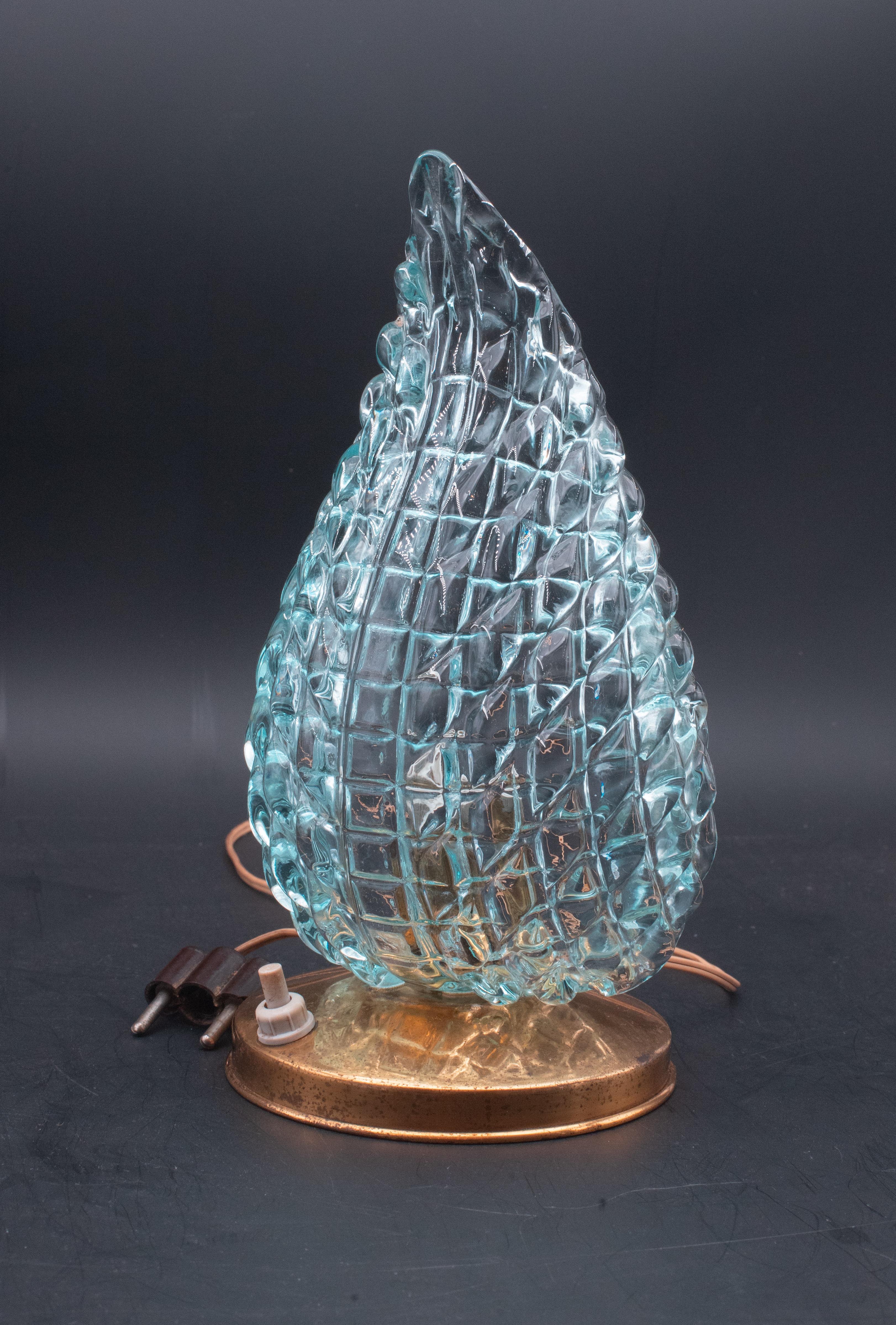 Seltene Tischlampe in blauer Murano-Glasvase für Barovier & Toso, 1960 im Angebot 2