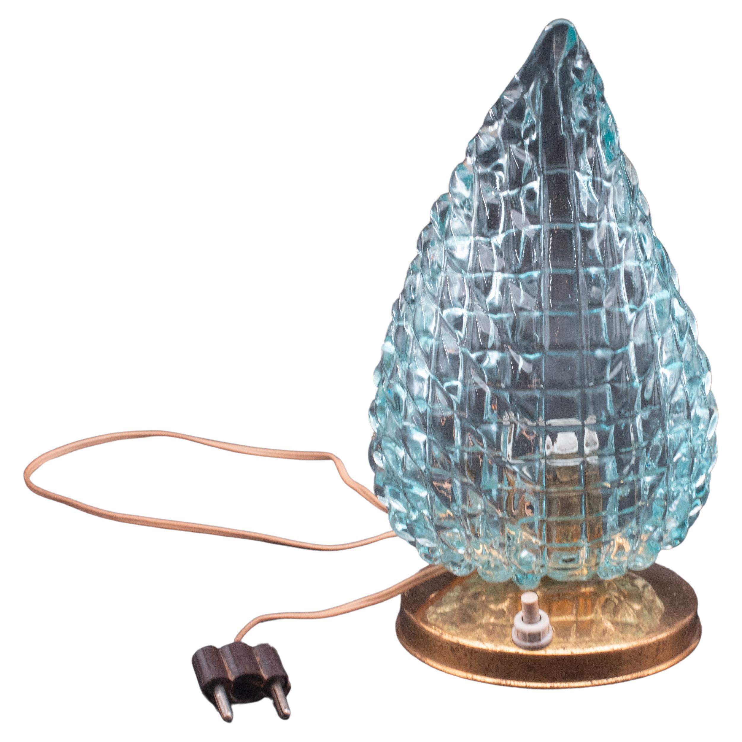 Rare Table Lamp in Blu Murano Glass Vase for Barovier & Toso, 1960