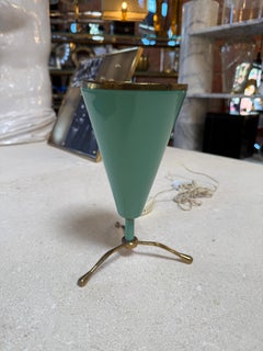 Rare Table Lamp in Brass and Lacquered Metal, Stilnovo Style, Italy, 1950s