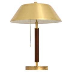 Seltene Tischlampe aus Messing und Leder von Falkenbergs Belysning AB, 1950er Jahre