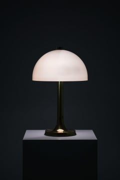 Rare Table Lamp in Brass and Original Lamp Shade, 1950's