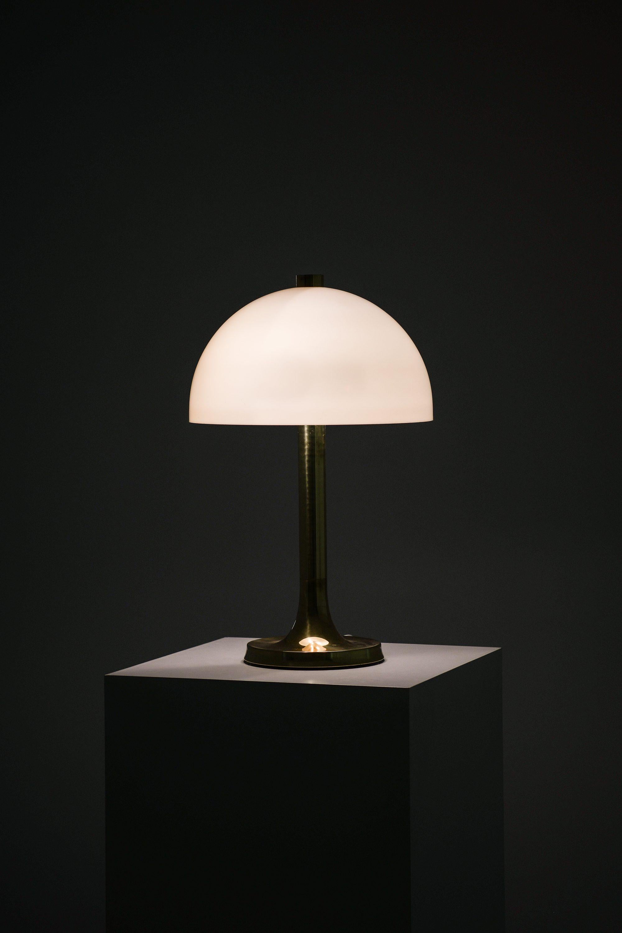 Mid-Century Modern Rare Table Lamp in Brass and Original Lamp Shade, 1950's For Sale