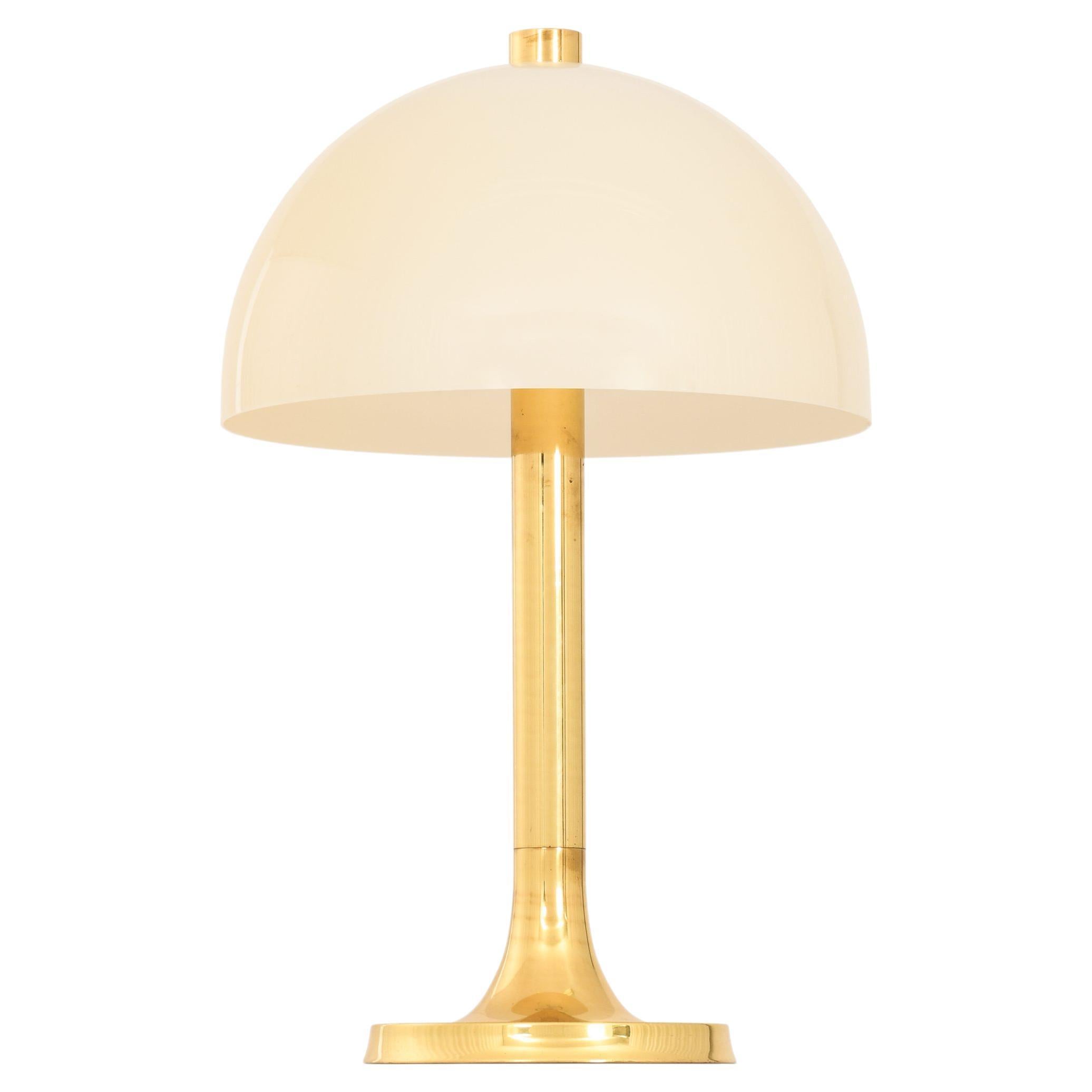 Rare Table Lamp in Brass and Original Lamp Shade, 1950's