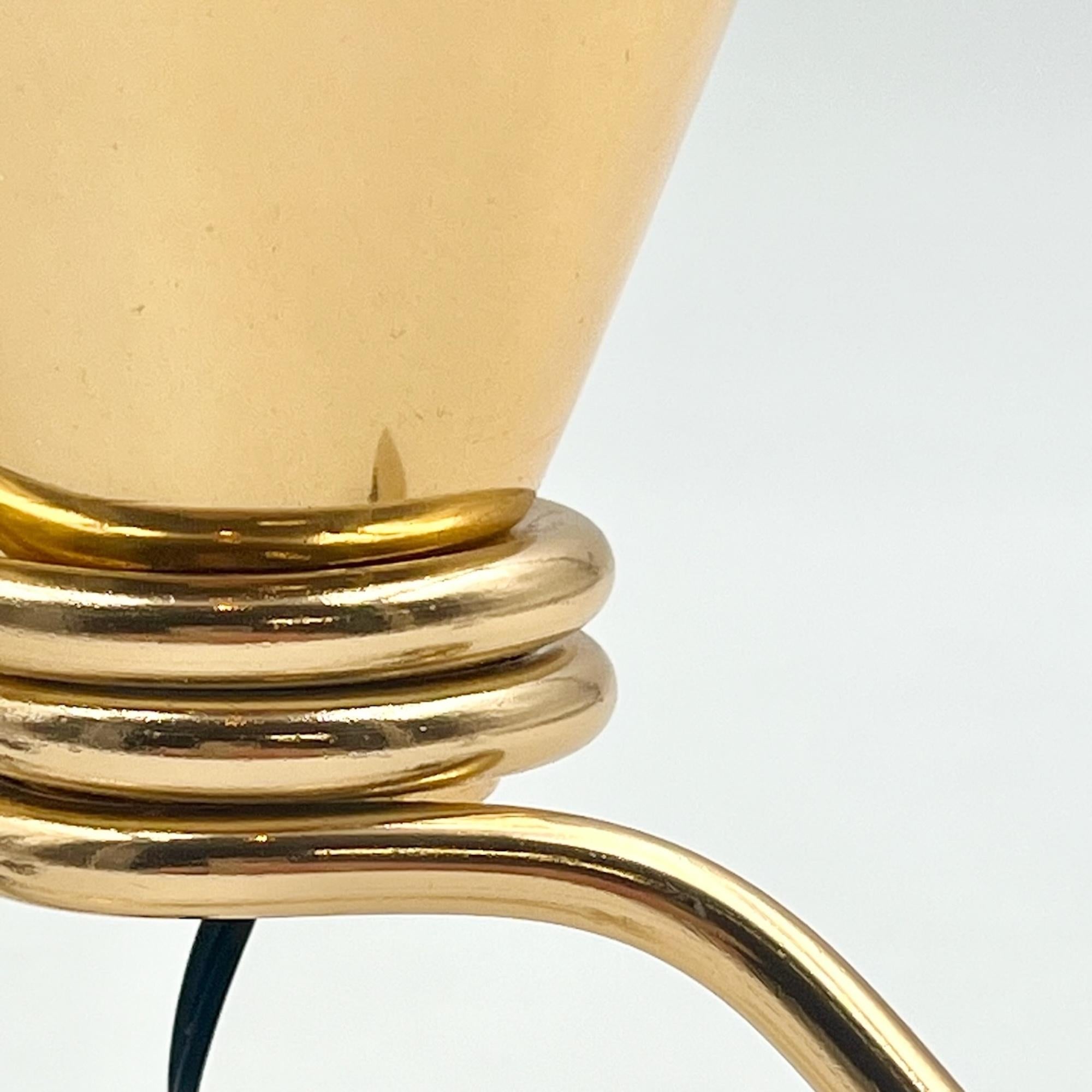 Rare Table Lamp in Golden Metal Sottsass Design for Rinnovel, 1950s 2
