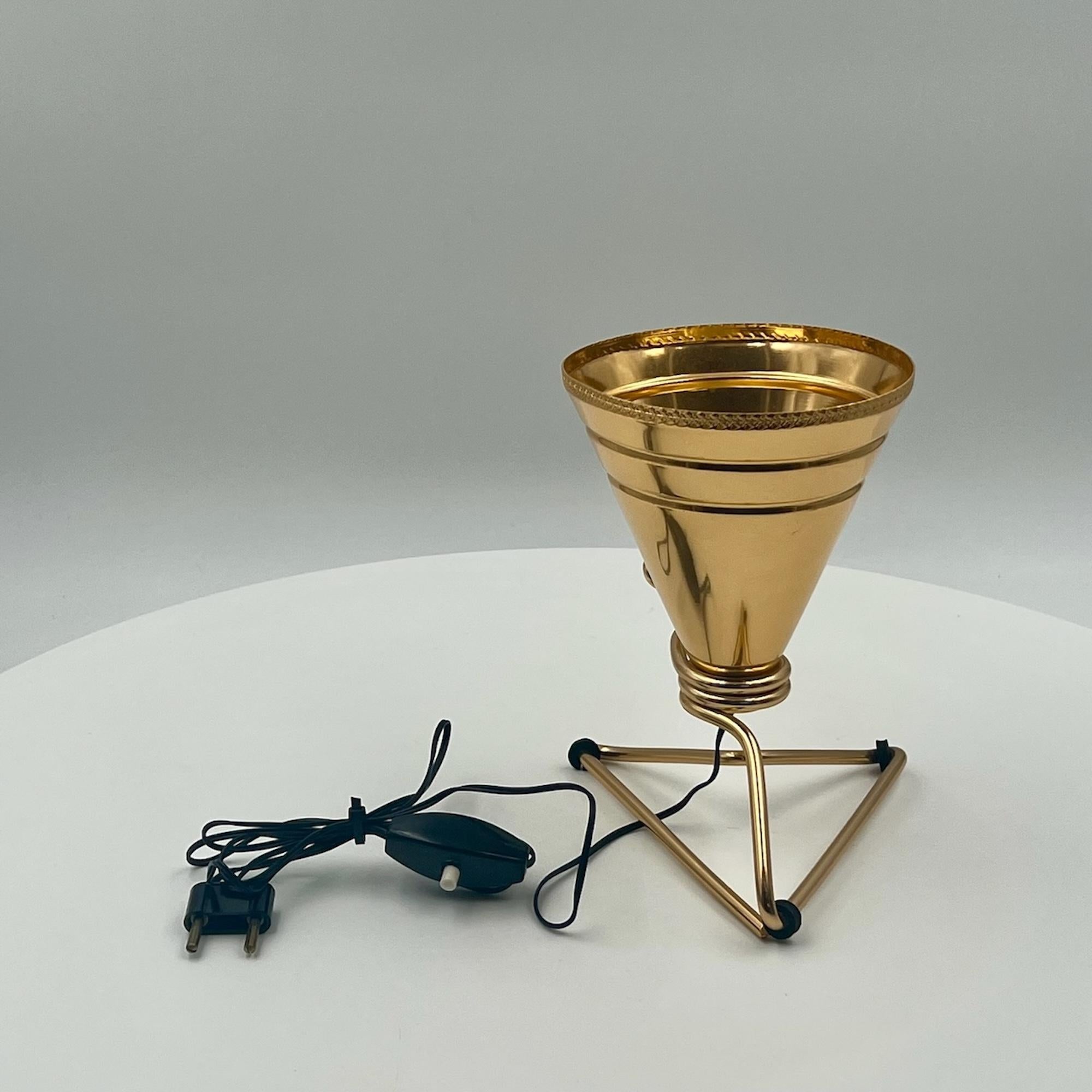 Italian Rare Table Lamp in Golden Metal Sottsass Design for Rinnovel, 1950s