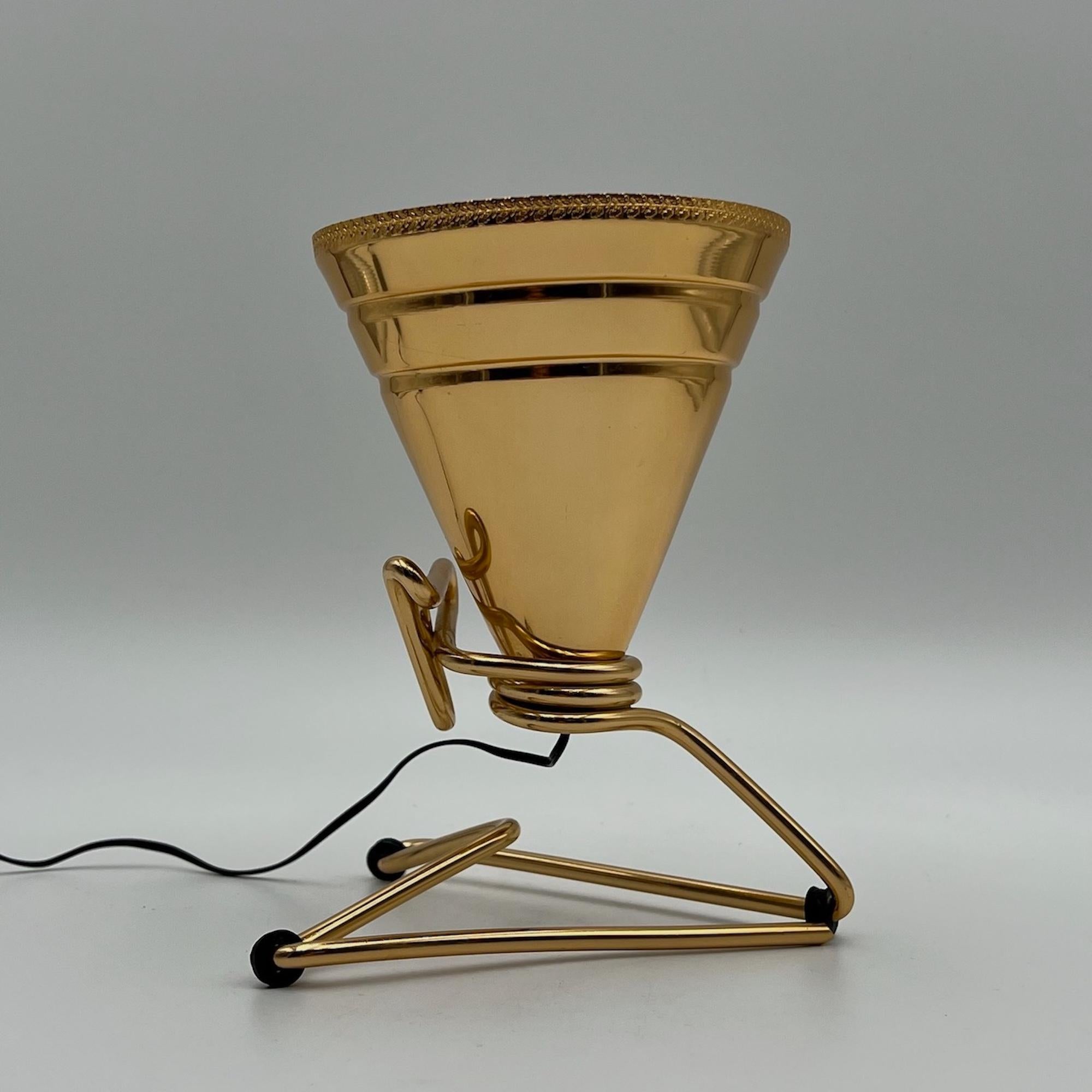 Mid-Century Modern Rare Table Lamp in Golden Metal Sottsass Design for Rinnovel, 1950s For Sale