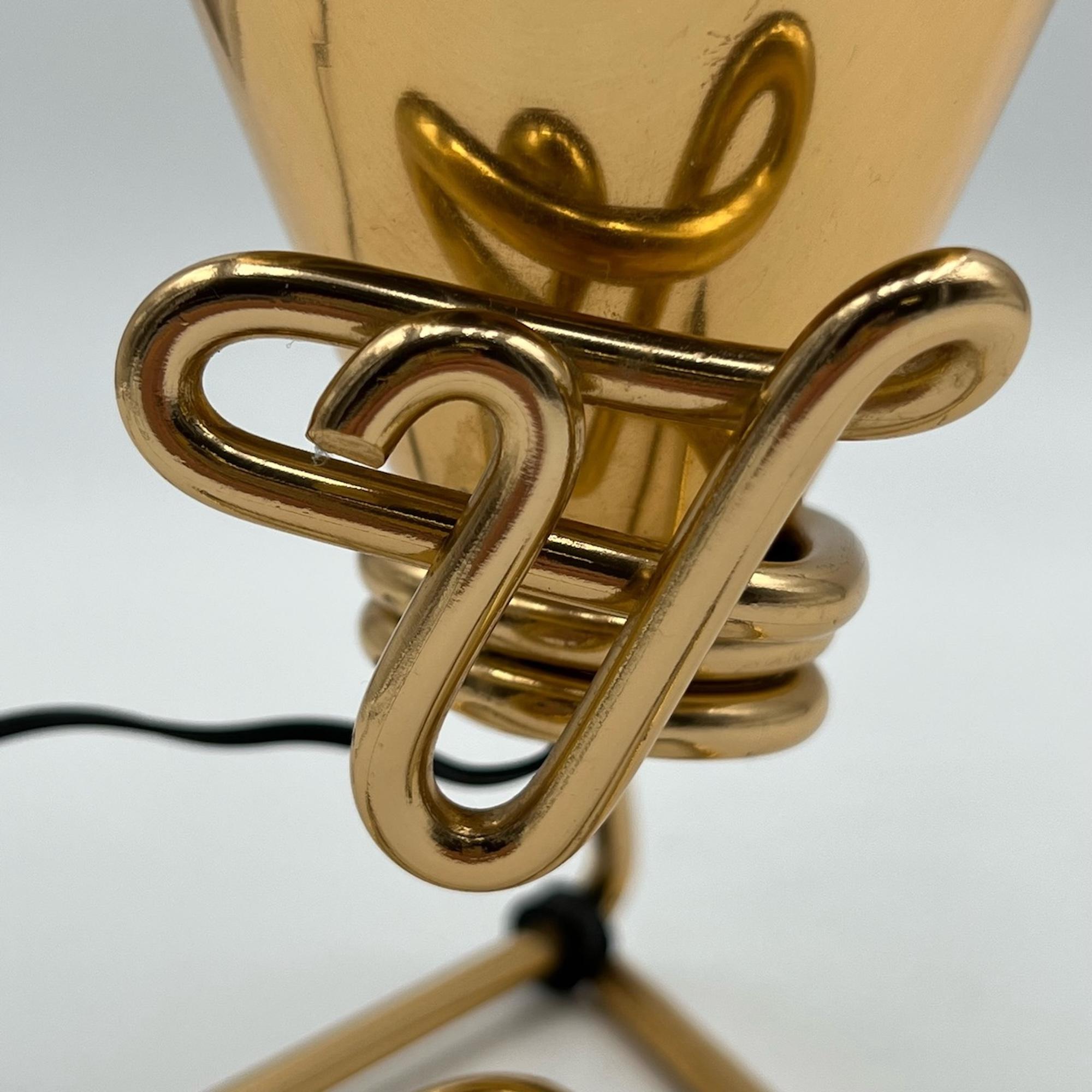 Italian Rare Table Lamp in Golden Metal Sottsass Design for Rinnovel, 1950s For Sale