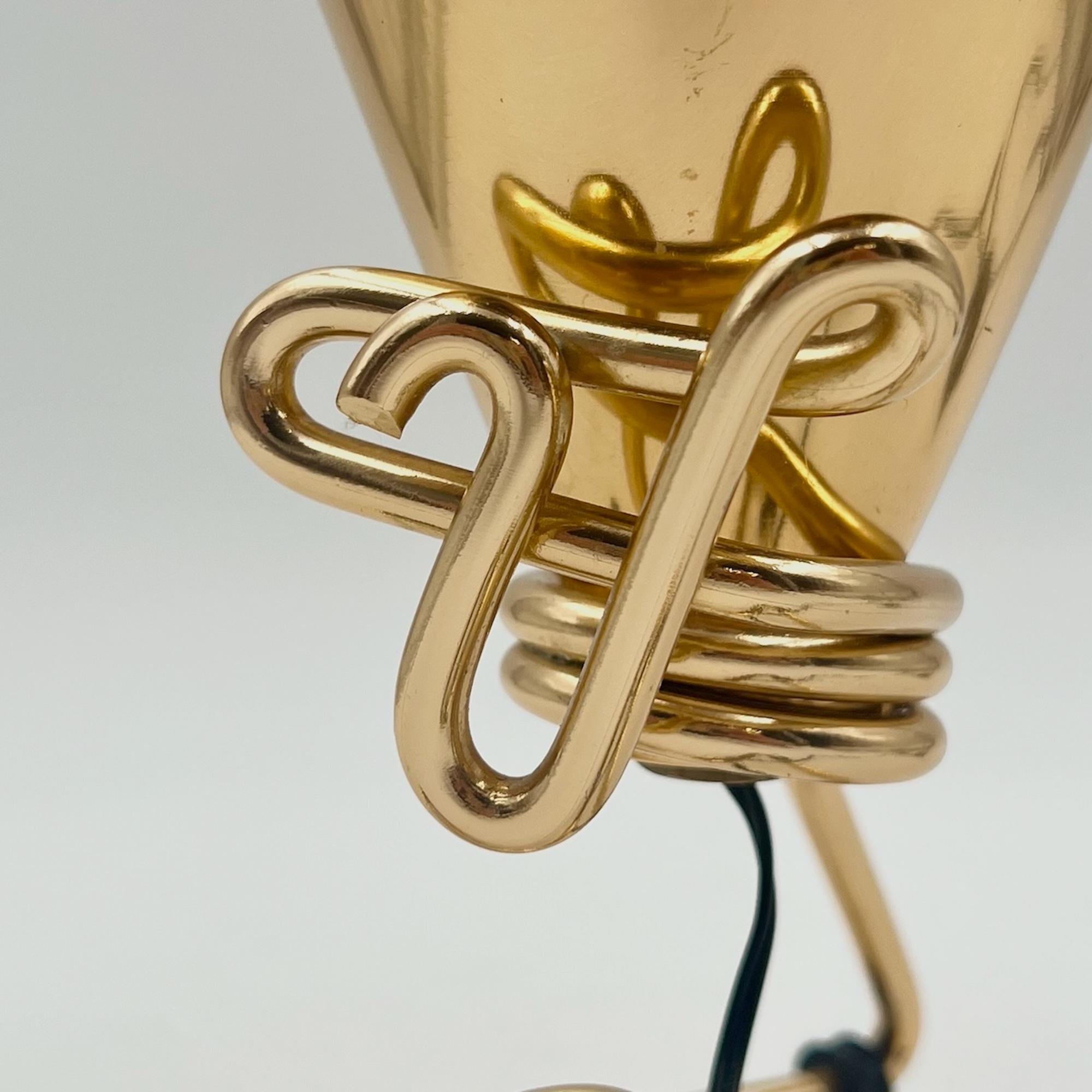 Rare Table Lamp in Golden Metal Sottsass Design for Rinnovel, 1950s In Good Condition In San Benedetto Del Tronto, IT