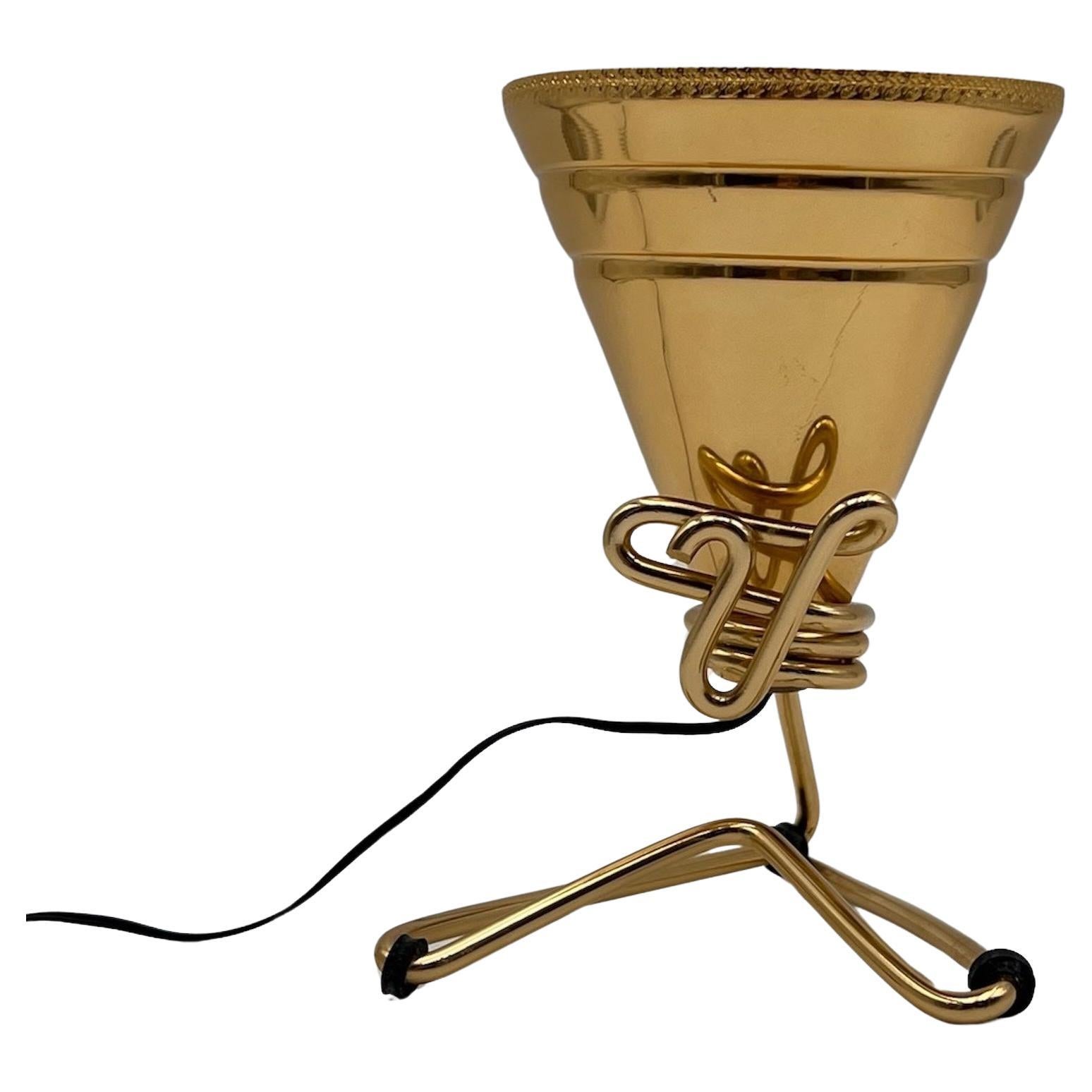 Seltene Tischlampe aus goldenem Metall, Sottsass Design für Rinnovel, 1950er Jahre