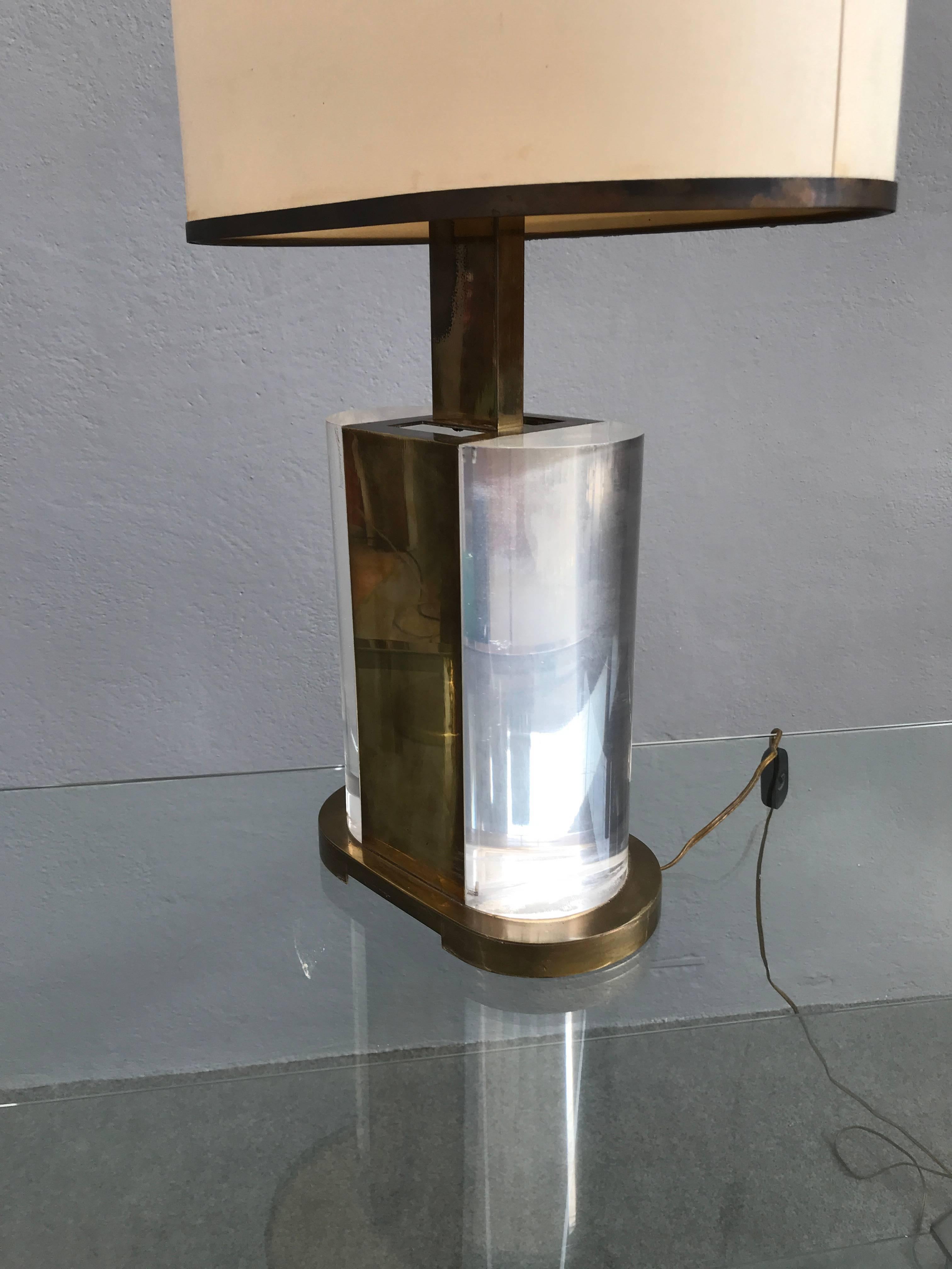 Brass Rare Table Lamp Signed Gabriella Crespi