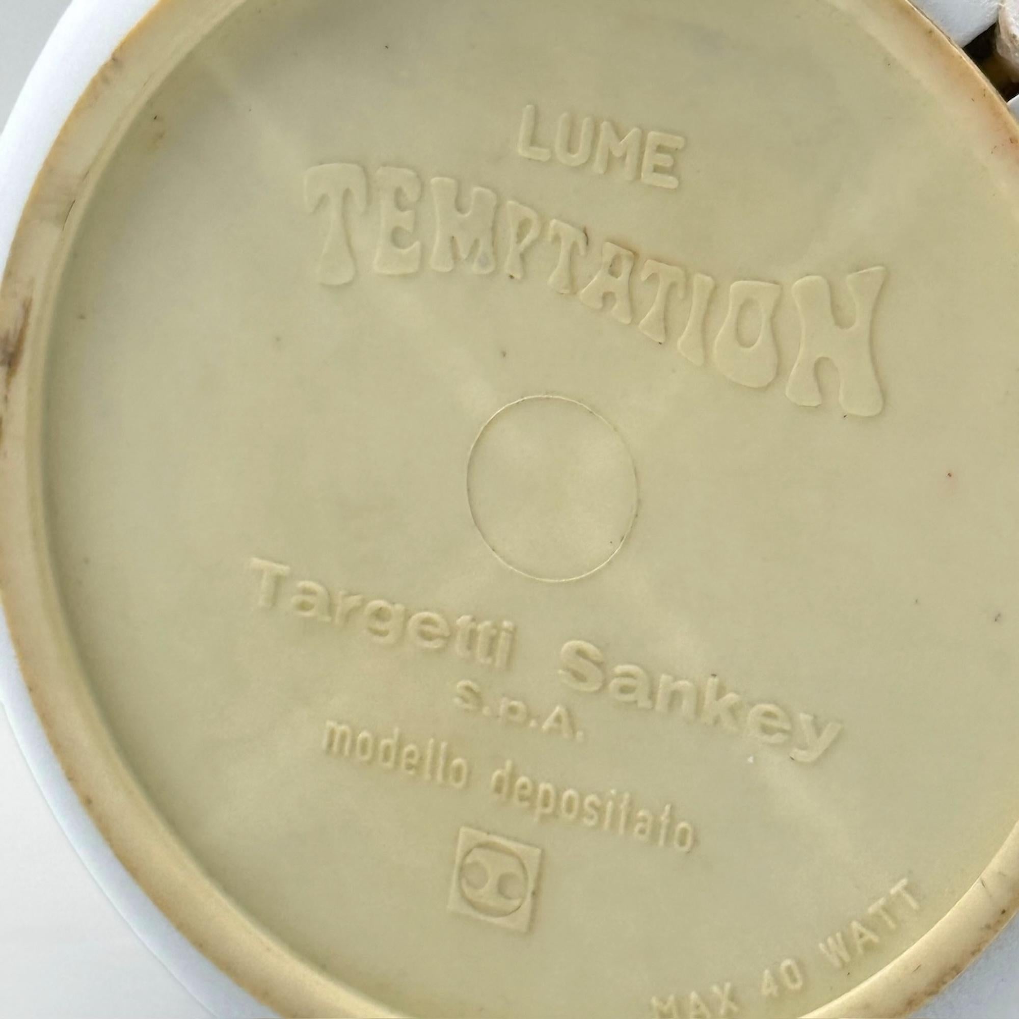 Rare lampe de table 'Temptation' par Targetti Sankey - 70s Blue Speckled Glass Globe en vente 2