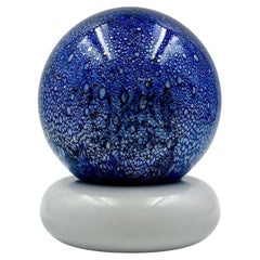 Rare Table Lamp 'Temptation' by Targetti Sankey – 70s Blue Speckled Glass Globe