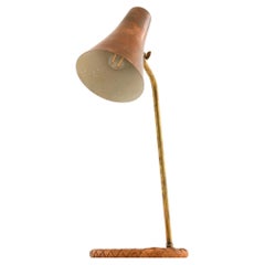 Rare Table Lamp with Conical Copper Shade, 1950s