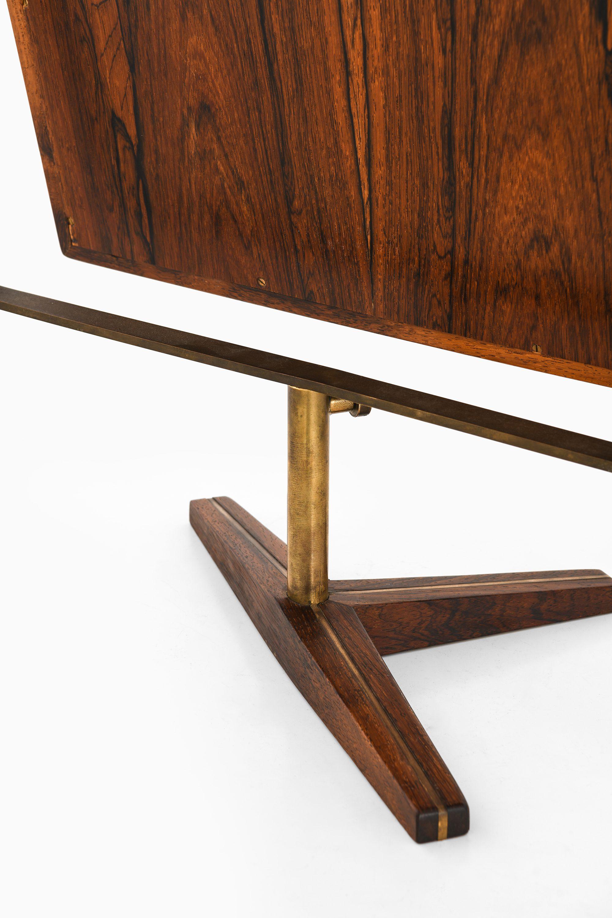 Danish Rare Table Mirror in Rosewood and Brass, 1950's For Sale