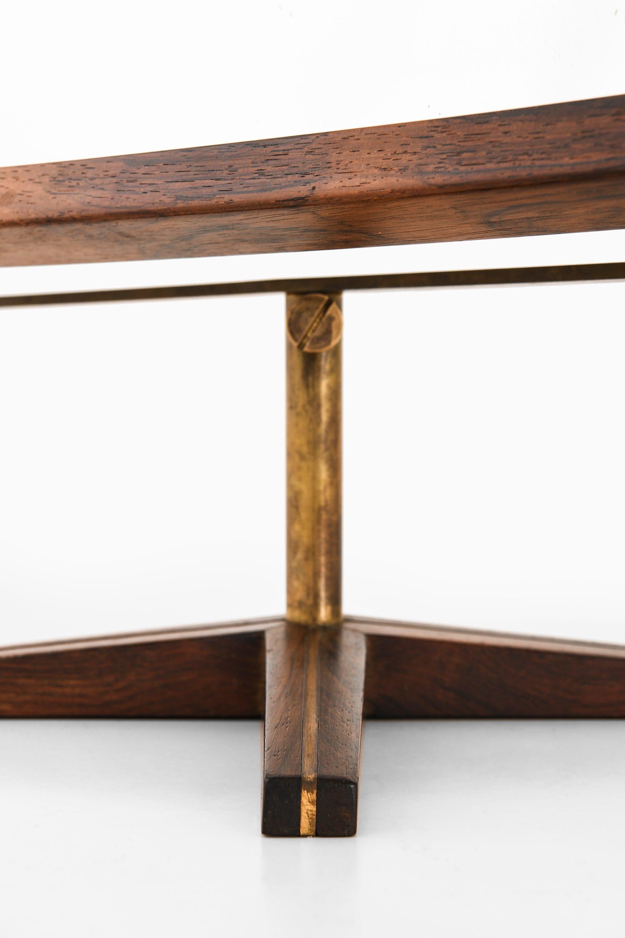Rare Table Mirror in Rosewood and Brass, 1950's In Good Condition For Sale In Limhamn, Skåne län