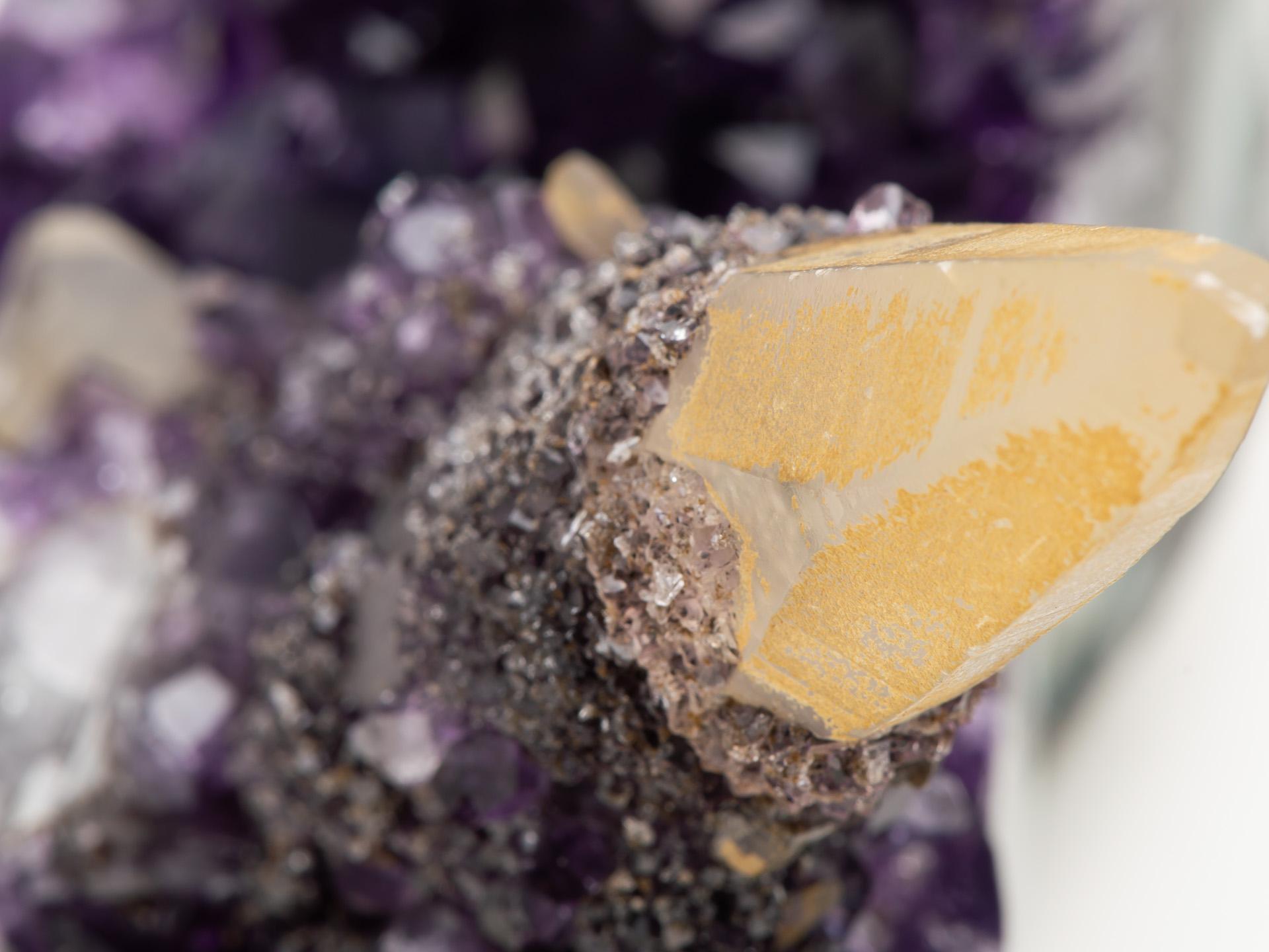 Rare Tabletop Amethyst Formation with Calcite Goethite & Quartz For Sale 4