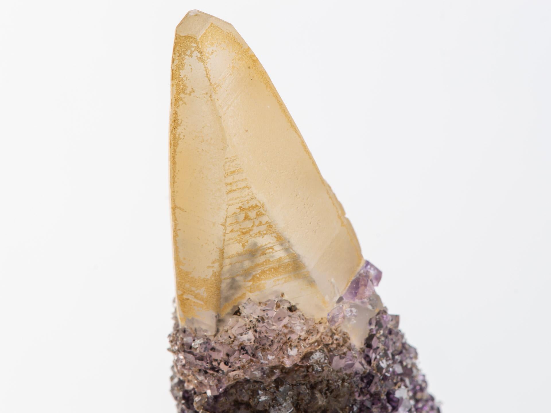 Rare Tabletop Amethyst Formation with Calcite Goethite & Quartz For Sale 5