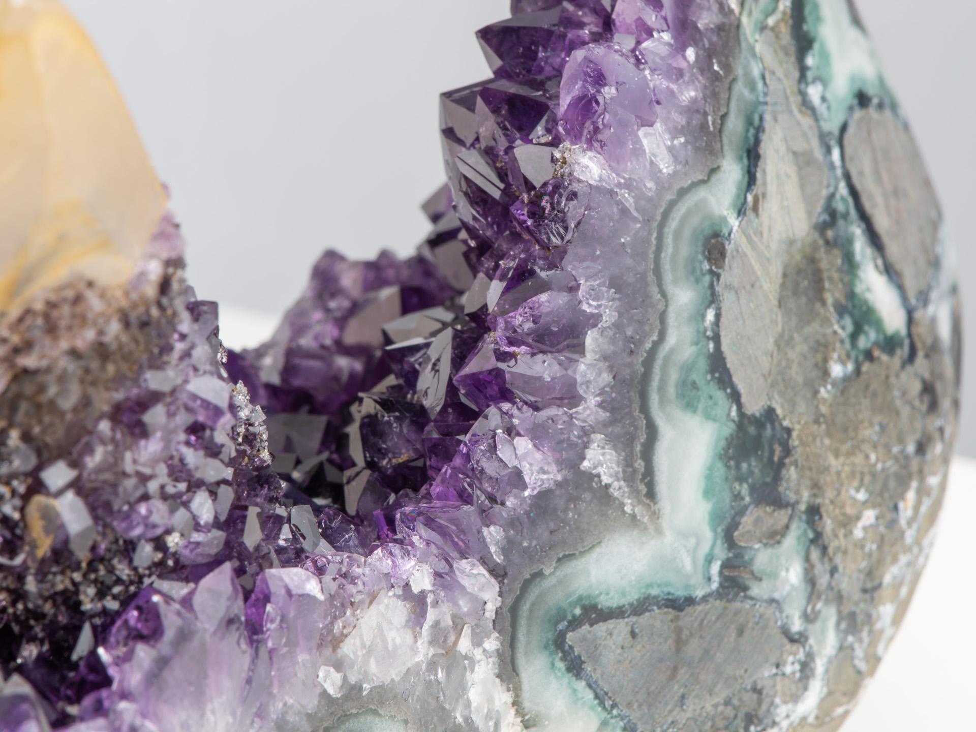 Rare Tabletop Amethyst Formation with Calcite Goethite & Quartz For Sale 9
