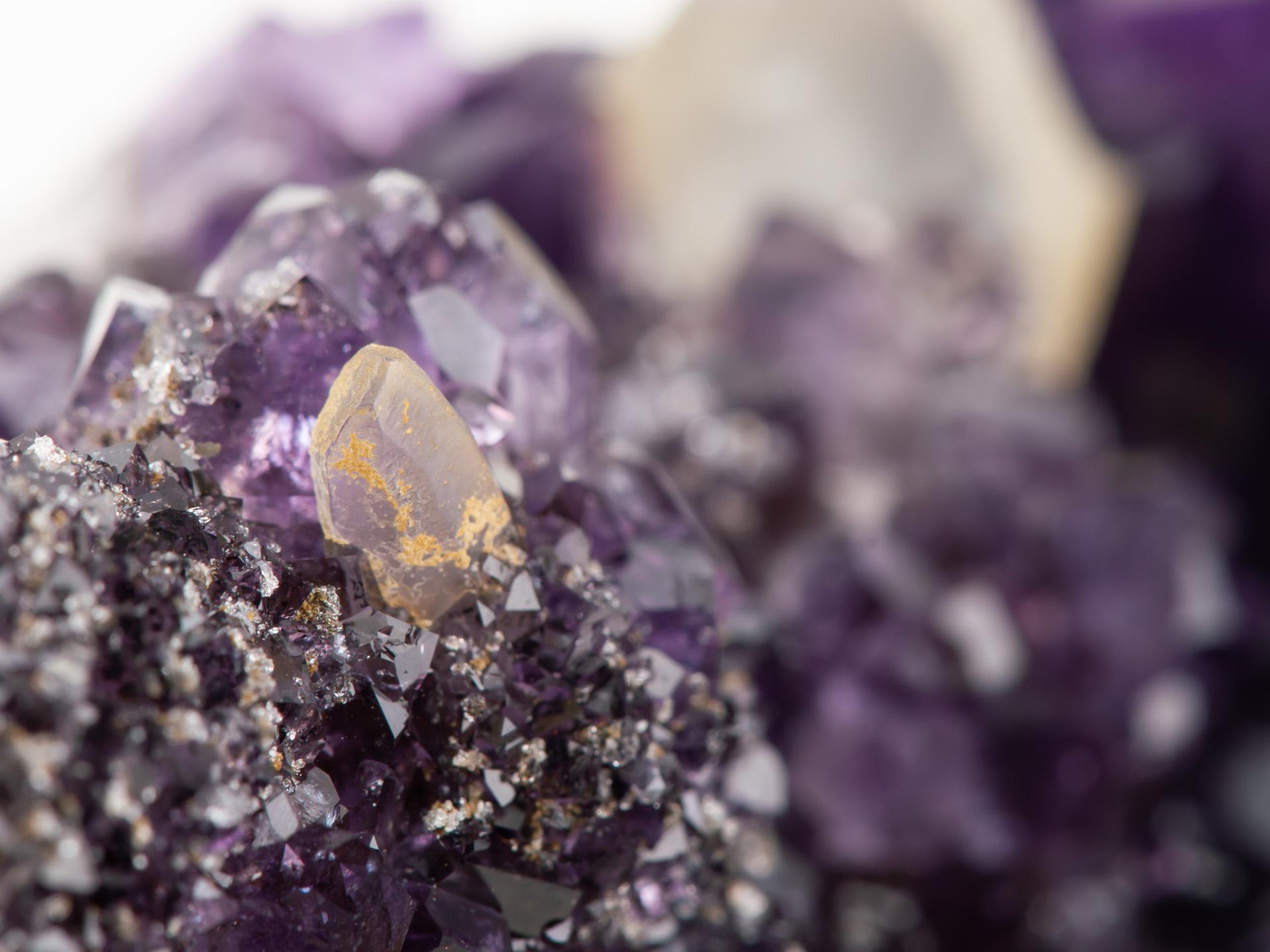 Rare Tabletop Amethyst Formation with Calcite Goethite & Quartz For Sale 10