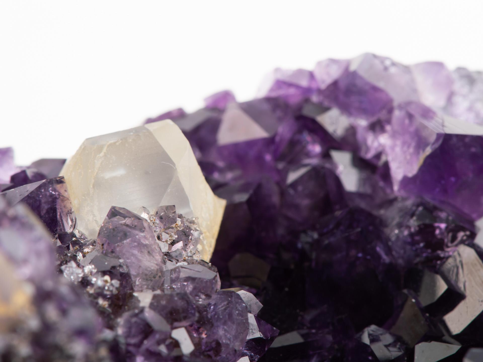 Rare Tabletop Amethyst Formation with Calcite Goethite & Quartz For Sale 11