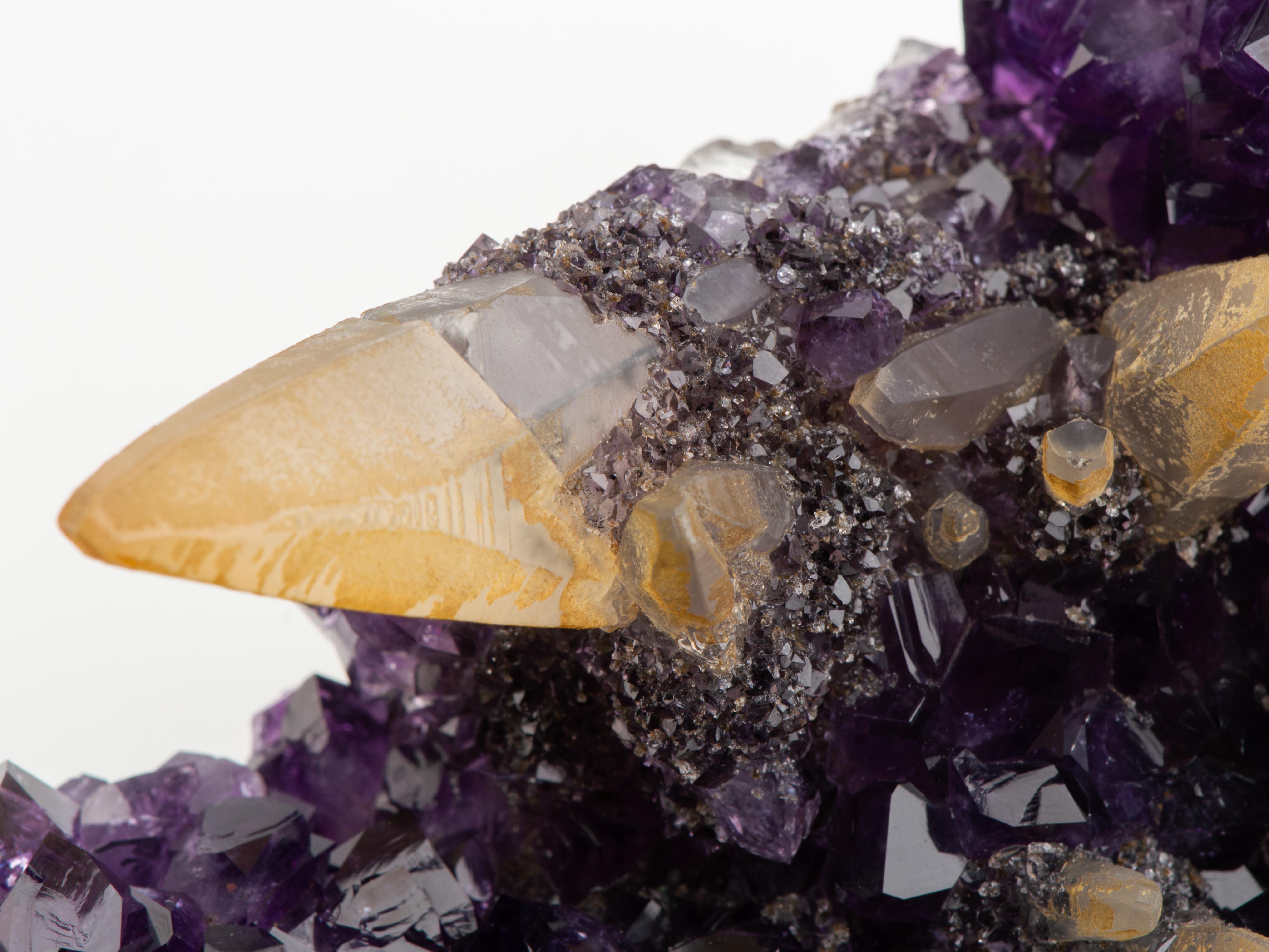Rare Tabletop Amethyst Formation with Calcites Goethite & Quartz For Sale 4