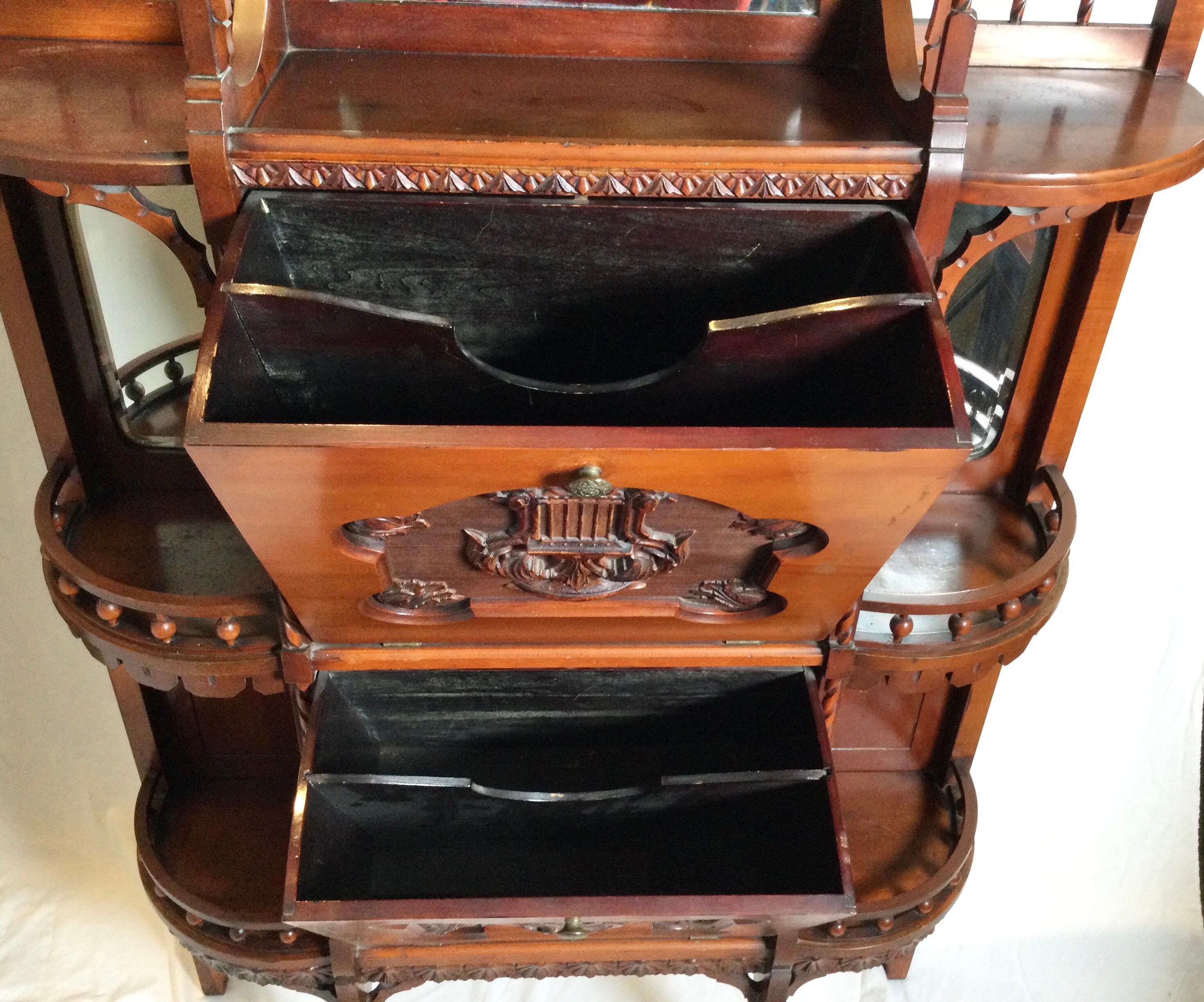 Rare Tall 19th Century Cherry Music Cabinet Etagere In Good Condition In Lambertville, NJ
