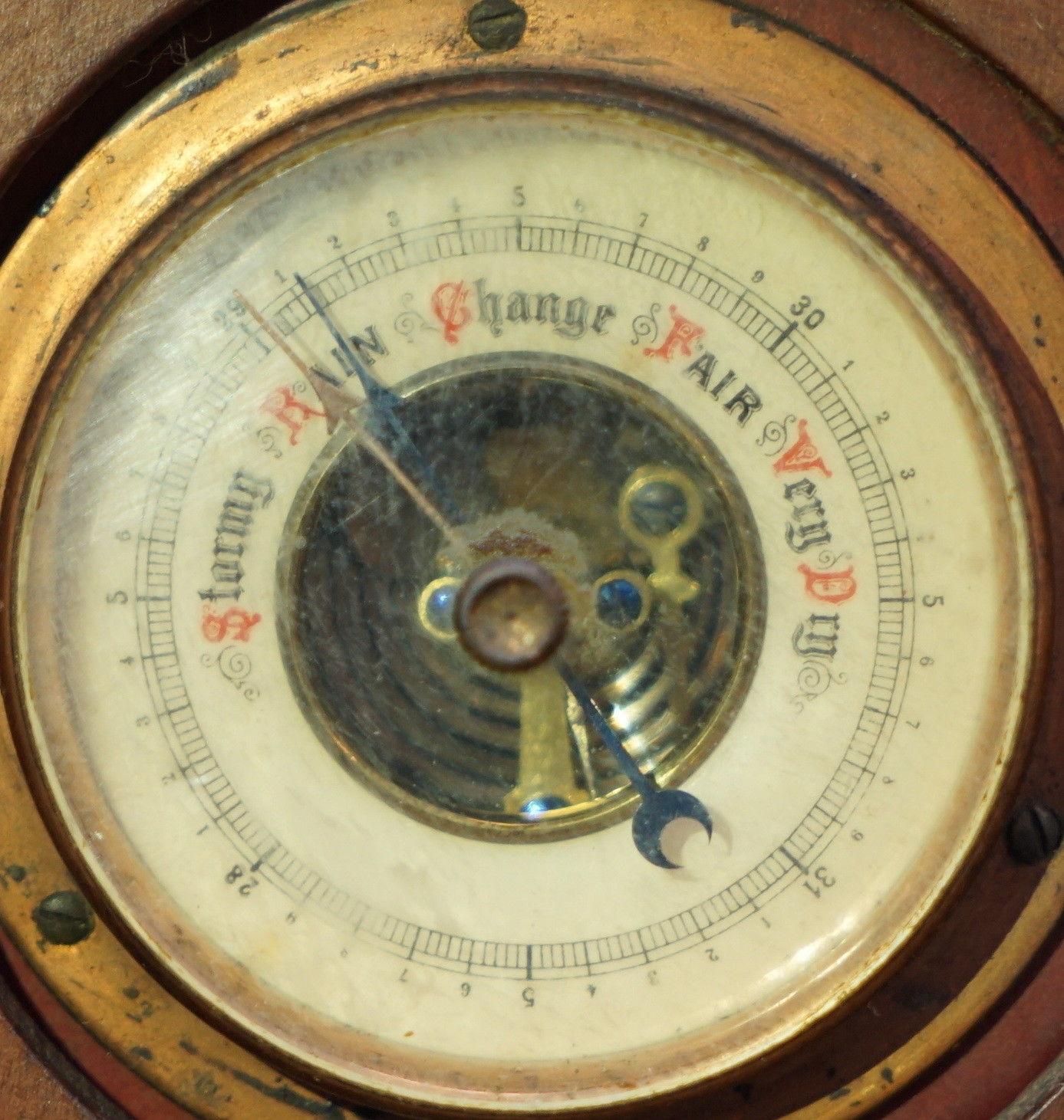 Rare Tall 19th Century Continental Walnut Fret Carved Barometer Oriental 1