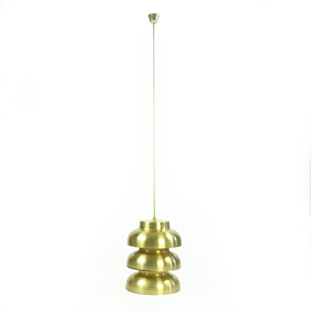 Rare Tall Ceiling Light in Brass, Czechoslovakia, 1960s For Sale 7