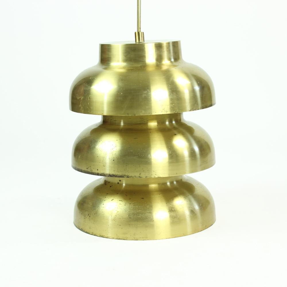 Mid-20th Century Rare Tall Ceiling Light in Brass, Czechoslovakia, 1960s For Sale