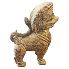 Rare Tall Hand Carved wood Foo Dog Sculpture by Sarreid LTD Spain 1970's