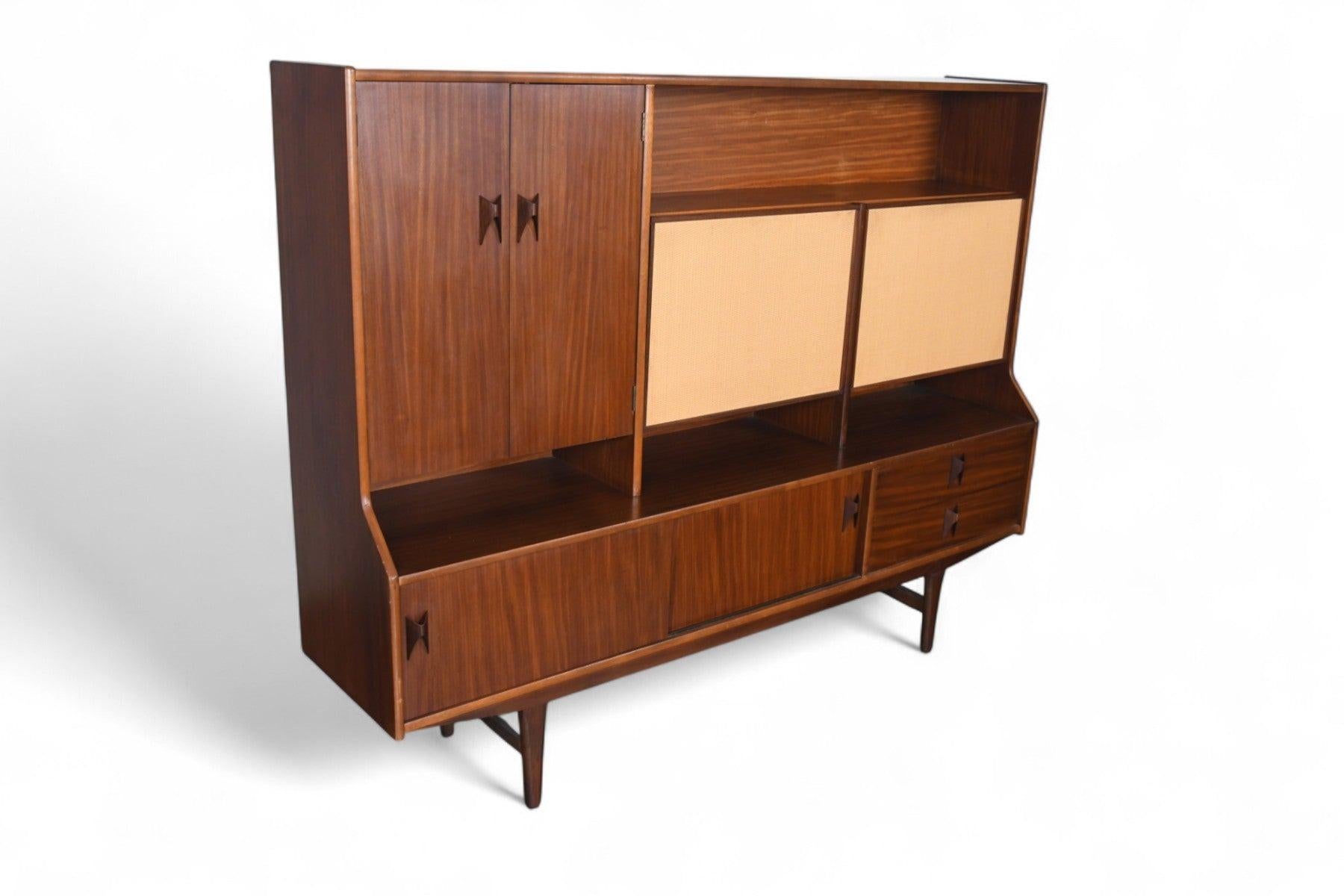 Rare Tall Mahogany Sideboard With Cane Doors by Elliots of Newbury For Sale 4