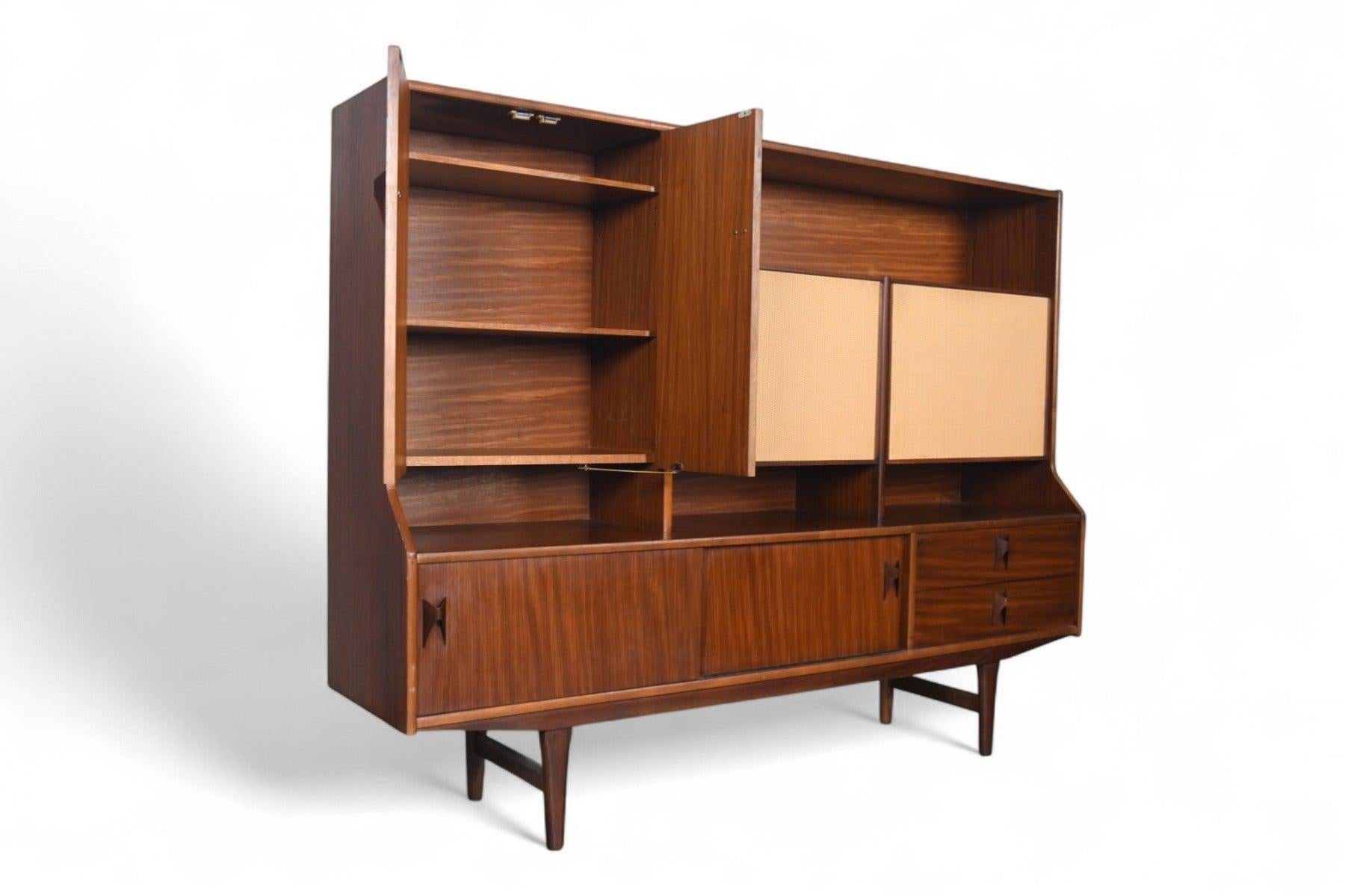 Rare Tall Mahogany Sideboard With Cane Doors by Elliots of Newbury For Sale 5