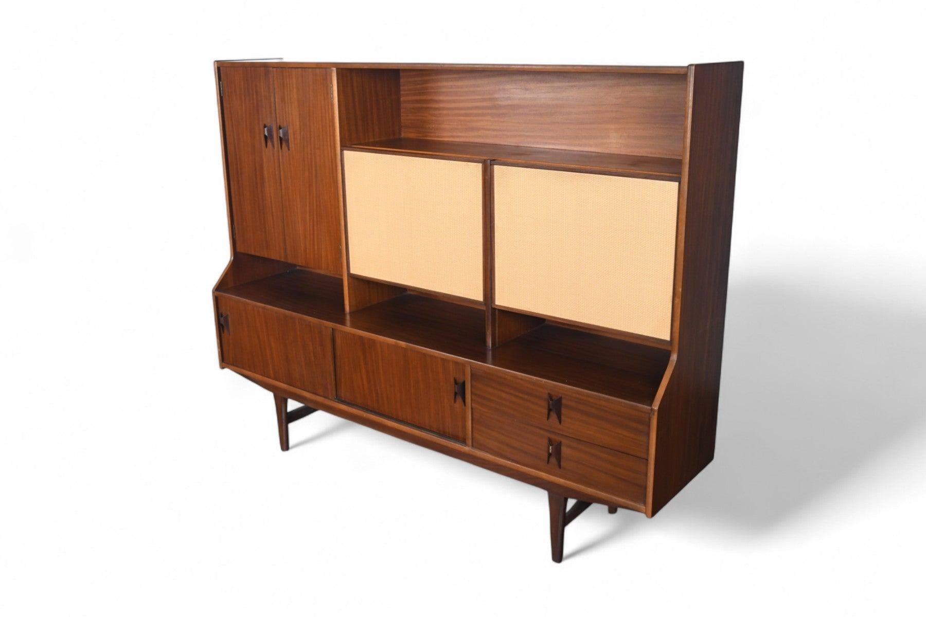 Rare Tall Mahogany Sideboard With Cane Doors by Elliots of Newbury For Sale 7