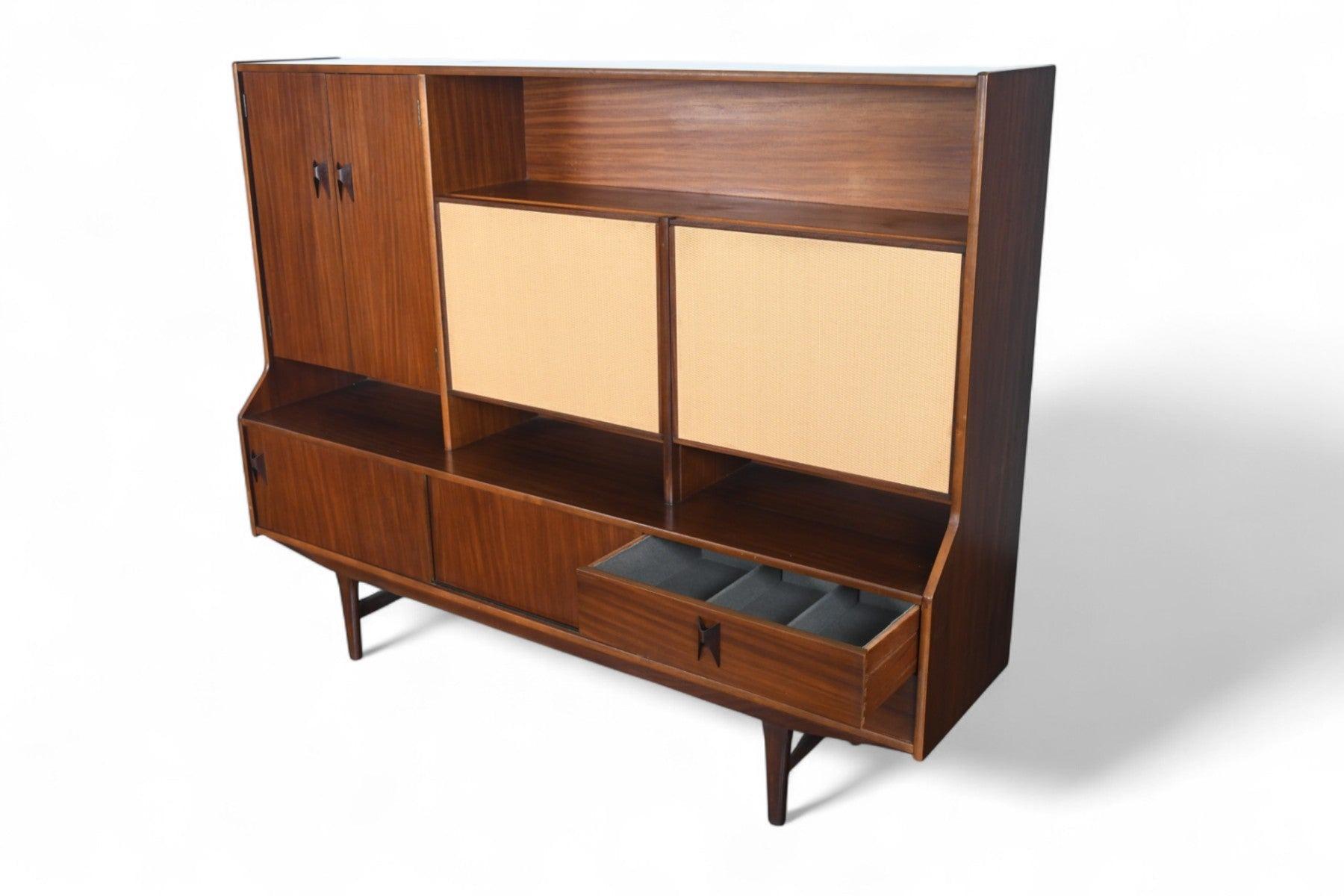 Rare Tall Mahogany Sideboard With Cane Doors by Elliots of Newbury For Sale 8
