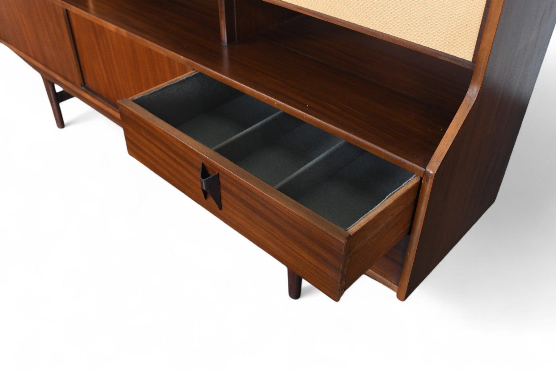 Rare Tall Mahogany Sideboard With Cane Doors by Elliots of Newbury For Sale 9